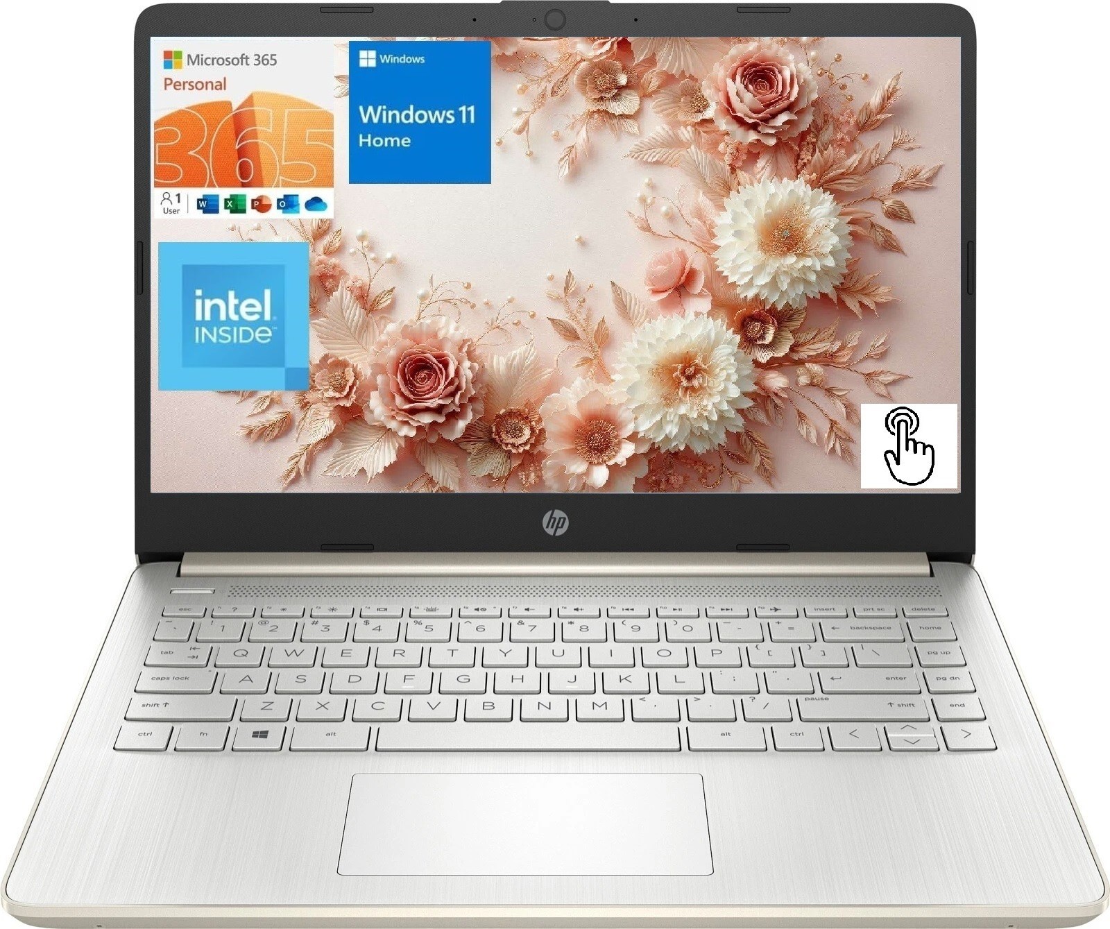 HP 14″ Touch Laptop, Intel N4500, 8GB RAM 512GB (64eMMC+512SSD) Win11 Office365