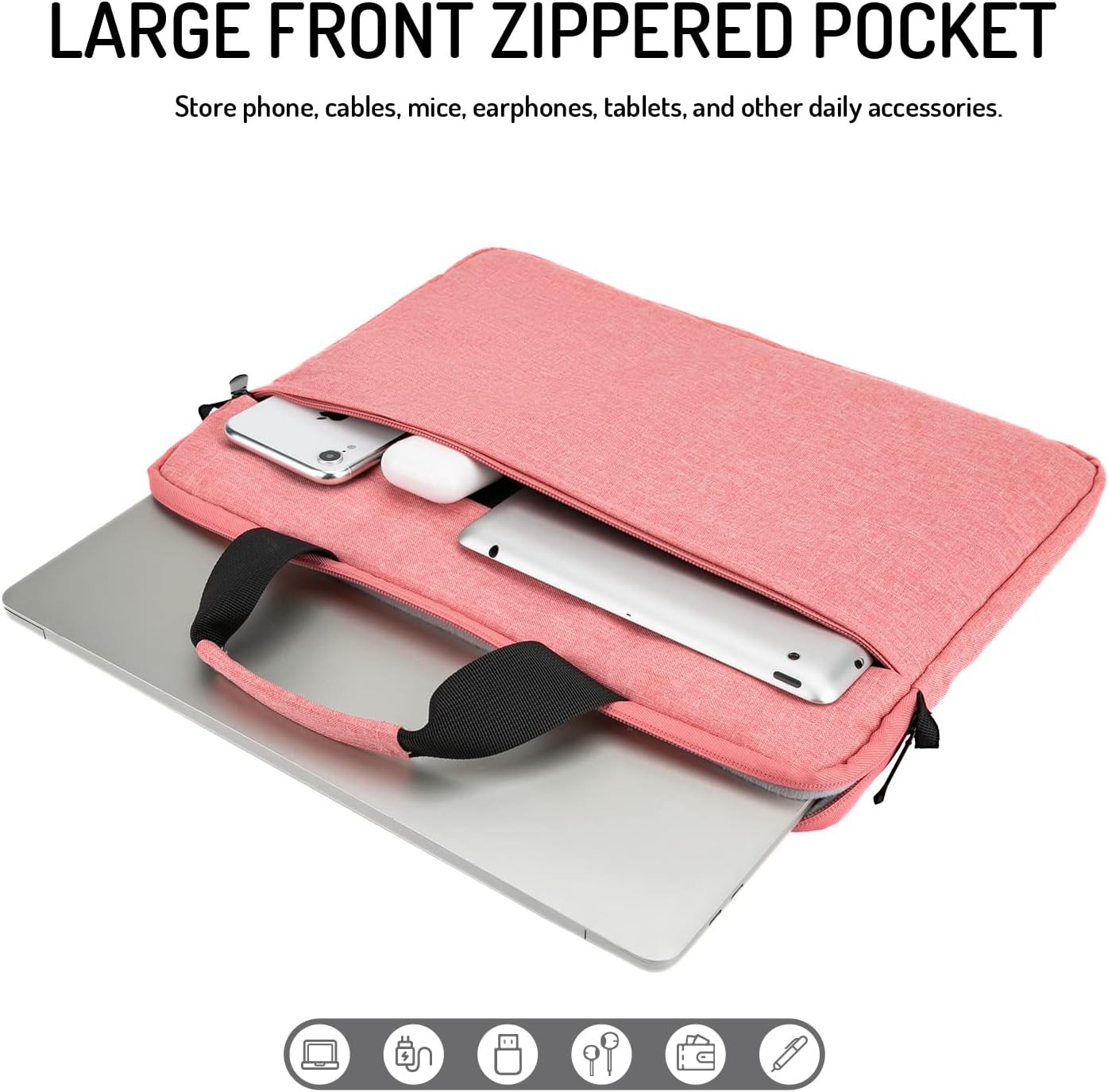 15.6-16 Inch Laptop Sleeve Shoulder Bag Notebook Chromebook Computer Carrying Ca