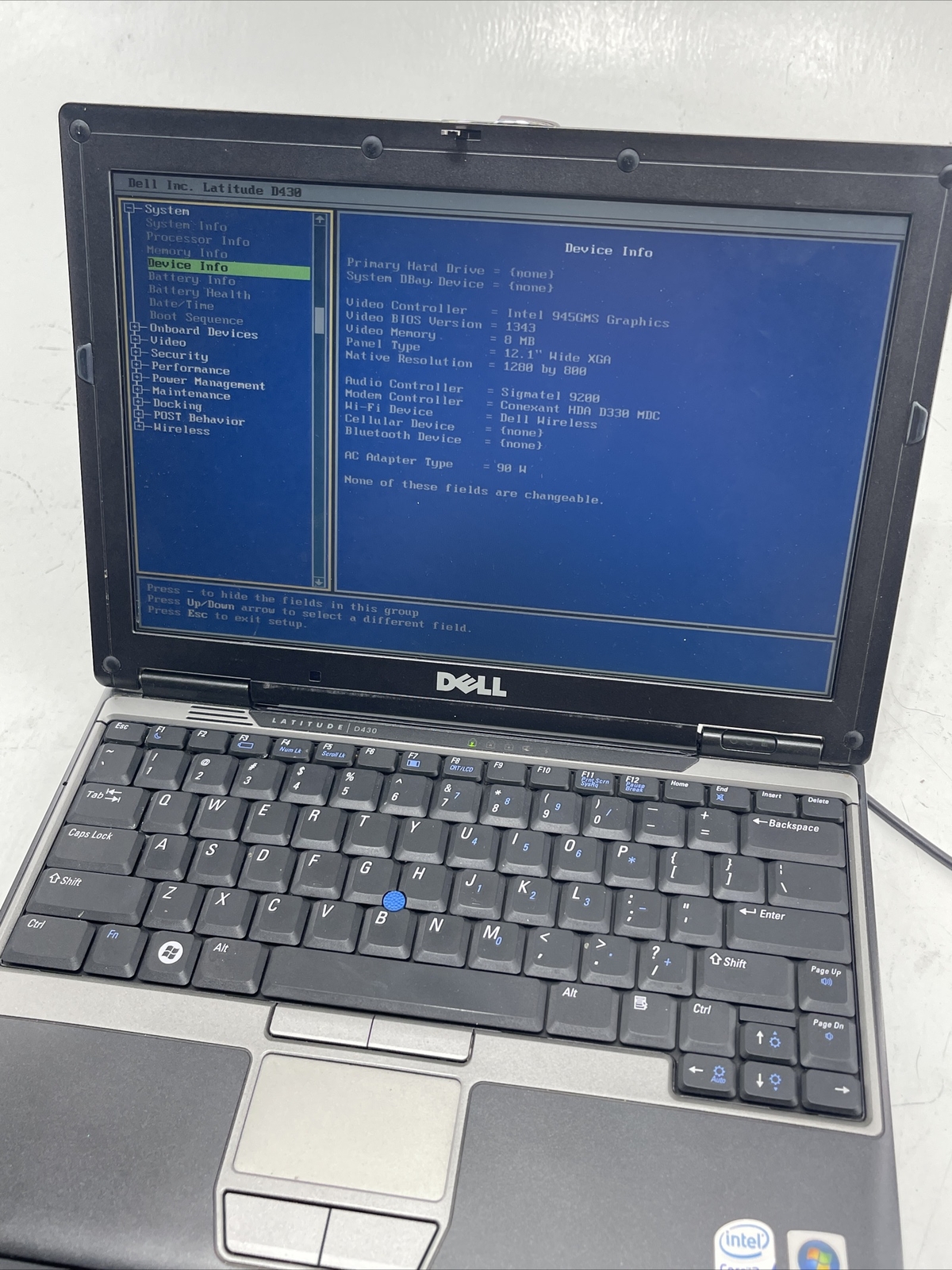 Dell Latitude D430 12″ Laptop Intel Core Duo 1.33ghz No Ram NO HDD