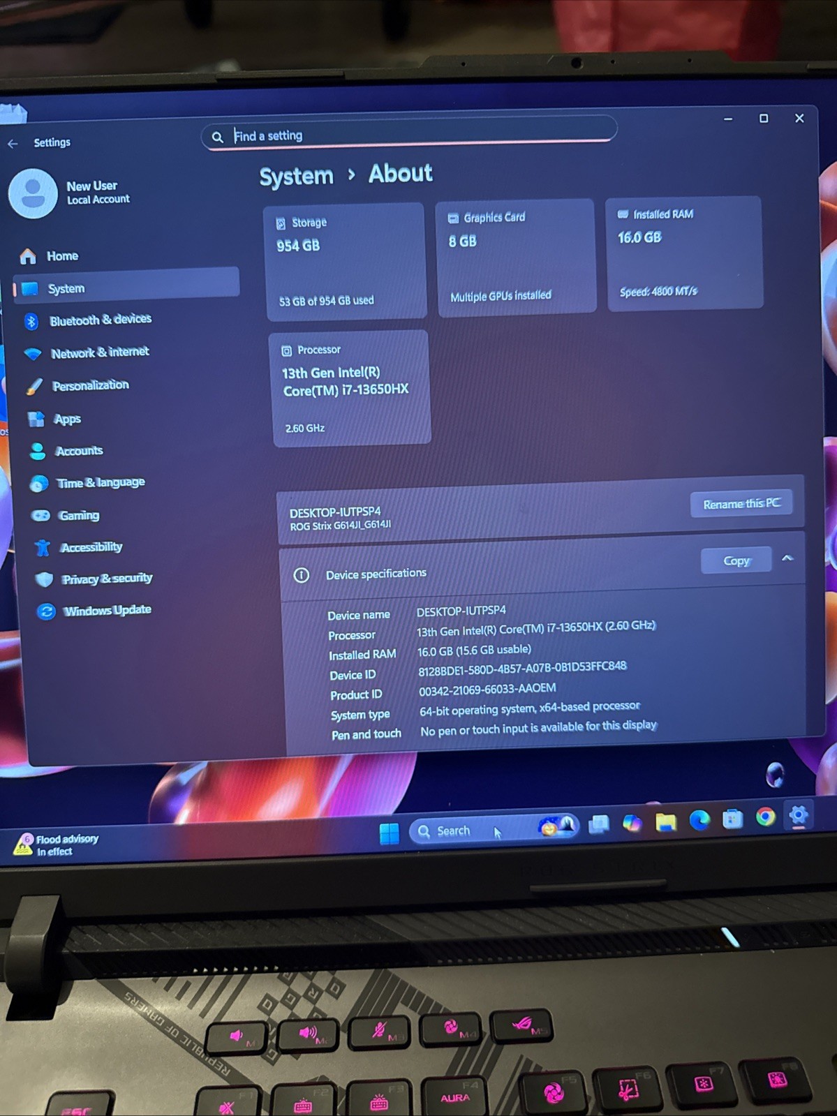 ROG (Republic Of Gamers) Strix G614JI Laptop intel i7-13th 4070 Nvidia Geforce