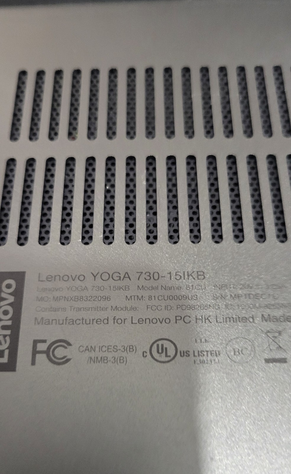 Lenovo Yoga 730-15IKB Laptop Intel i7 8550U 15.6″ Touch 8GB NO HD Parts