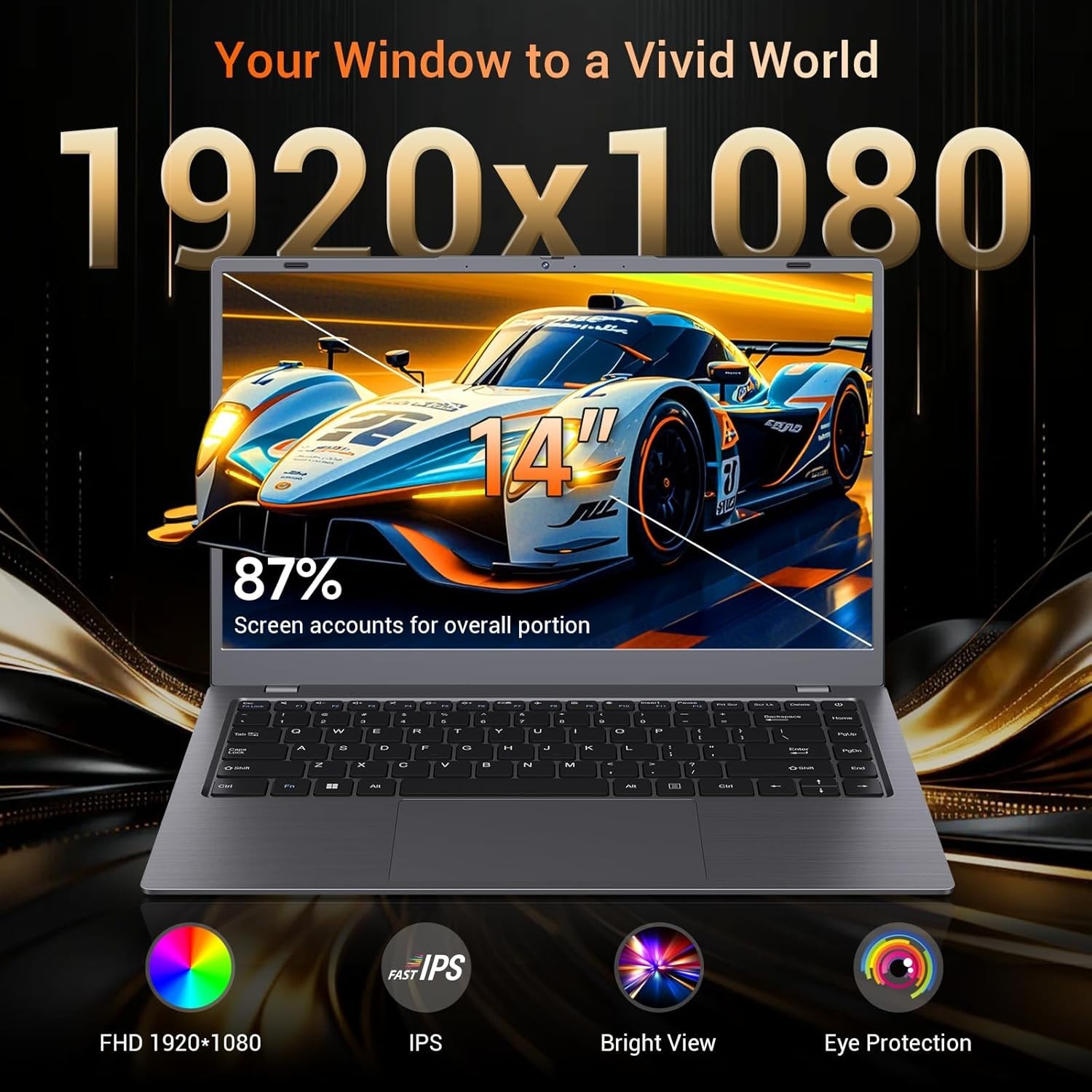 Feather-Light 2.86 lbs 14-Inch Laptop with 16GB RAM & Bluetooth 5.2 Connectivity
