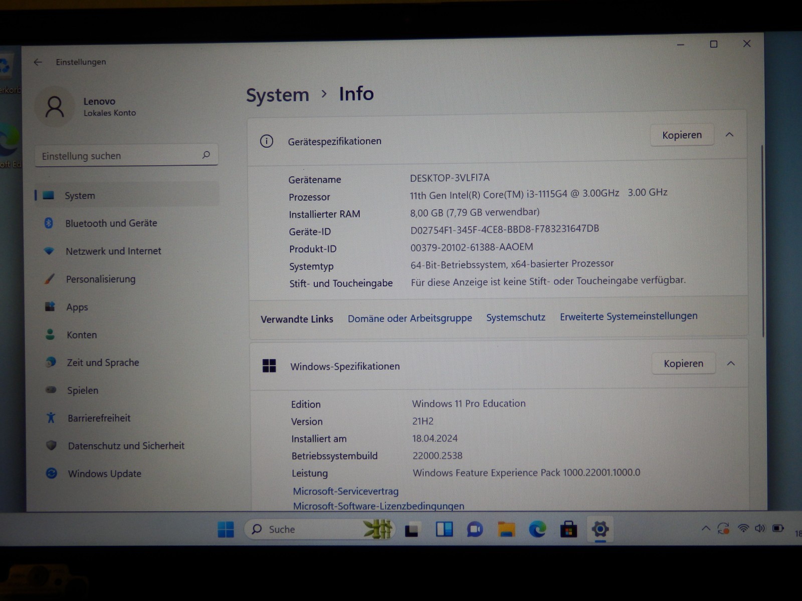 Lenovo ThinkBook 14 G2 ITL, Intel i3-1115G4, 8GB Ram No SSD, 14″ FHD Part Faulty