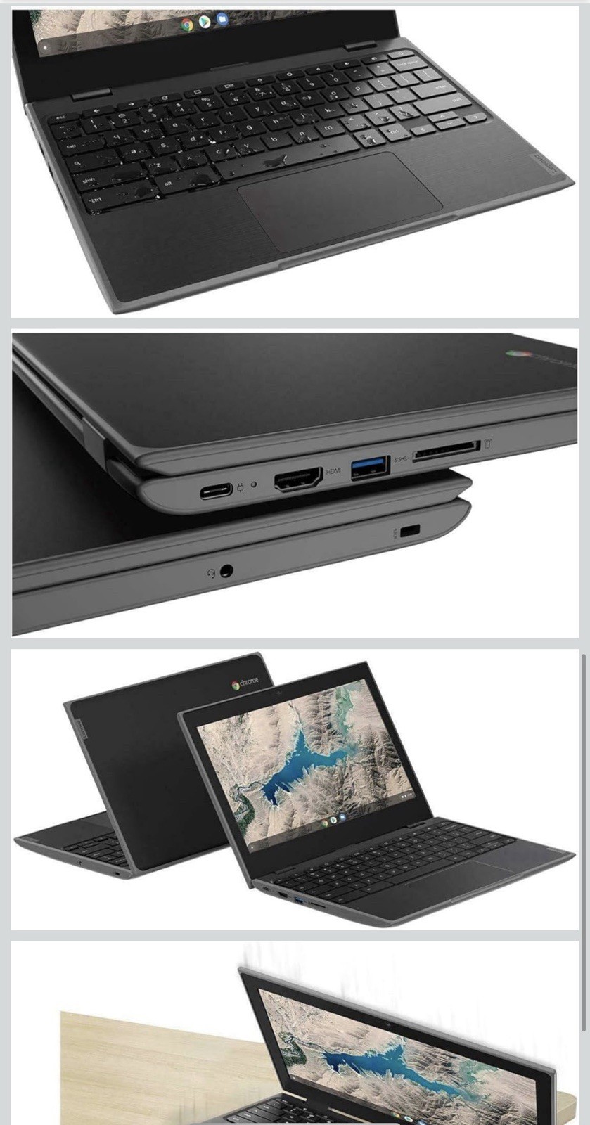Lenovo 11.6″ Chromebook Black, Wi-Fi, Webcam, USB-C, HDMI, USB 3.1, Chrome OS
