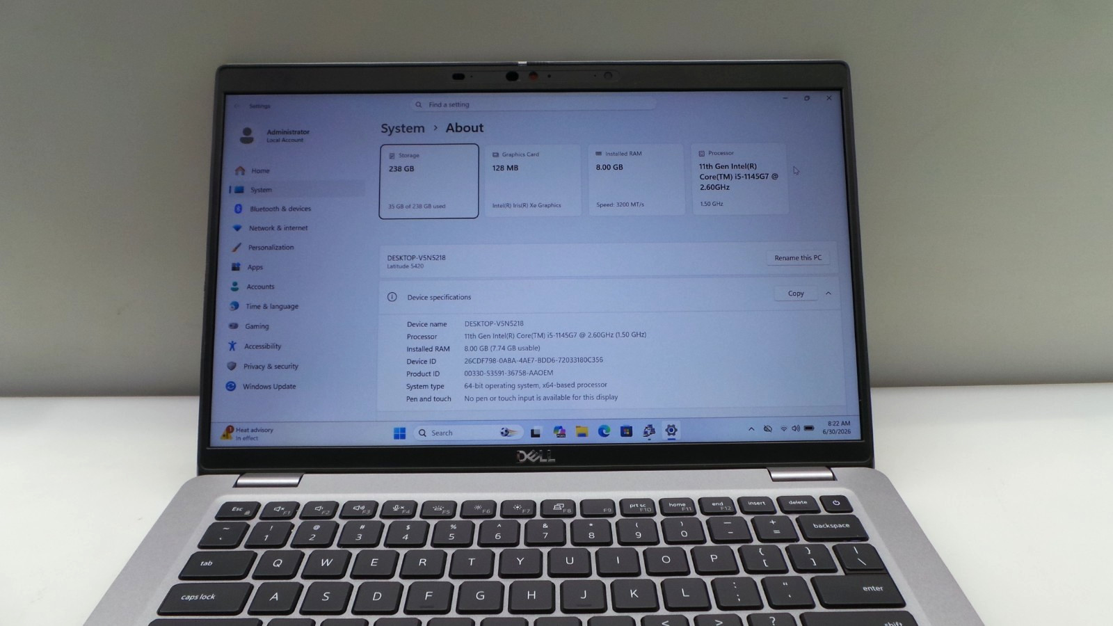 Dell Latitude 5420 | 14″ | i5-1145G7 2.60GHz | 8GB RAM 256GB NVMe | ***READ***