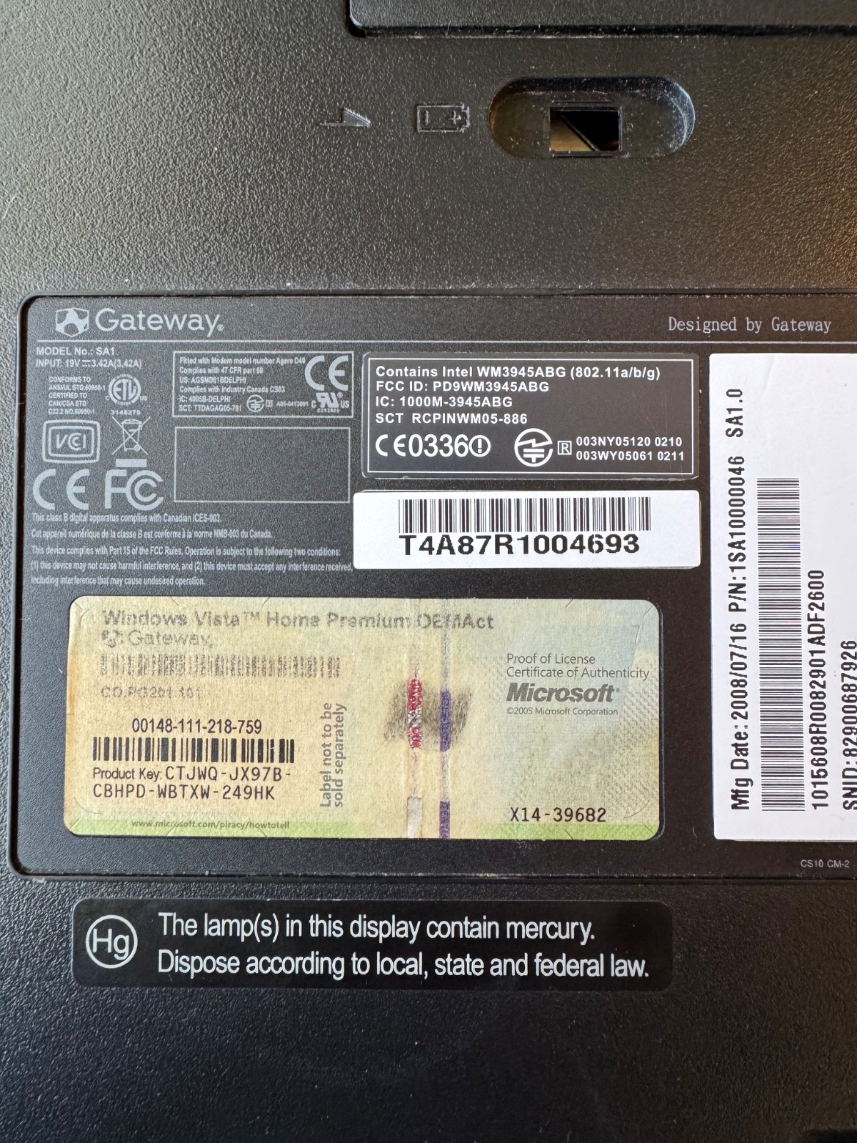 GATEWAY M SERIES SA1 – FOR PARTS, Keyboard and mouse pad not working right