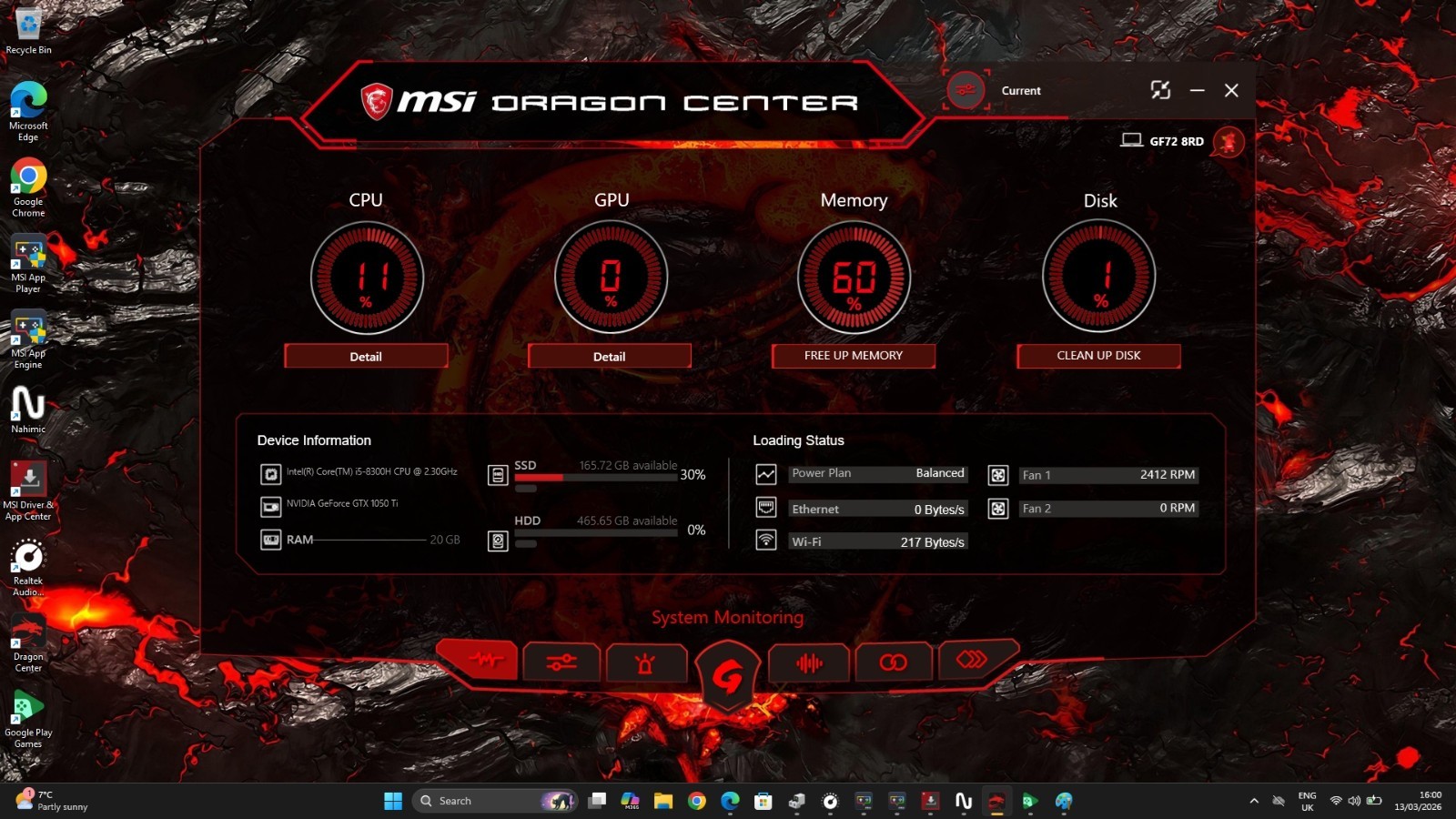 Core i7 Gaming Laptop Msi With 20GB RAM 750GB Storage M.2 SSD And HDD VR Ready