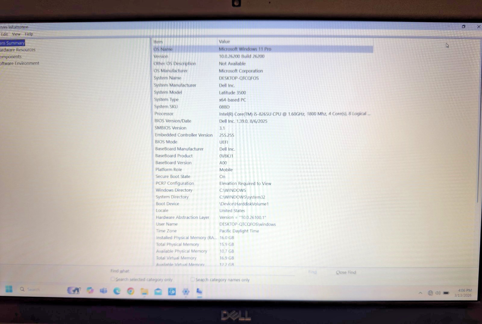 Dell Latitude 3500 15.6″ Laptop Intel i5-8265U 16GB RAM 256GB SSD Windows 11 Pro