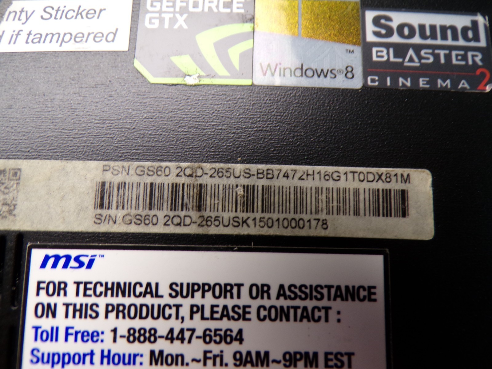MSI GS60-2qd 15.6″ Gaming Laptop i7-4720HQ, GTX 965M 6GB, 16GB laptop#378