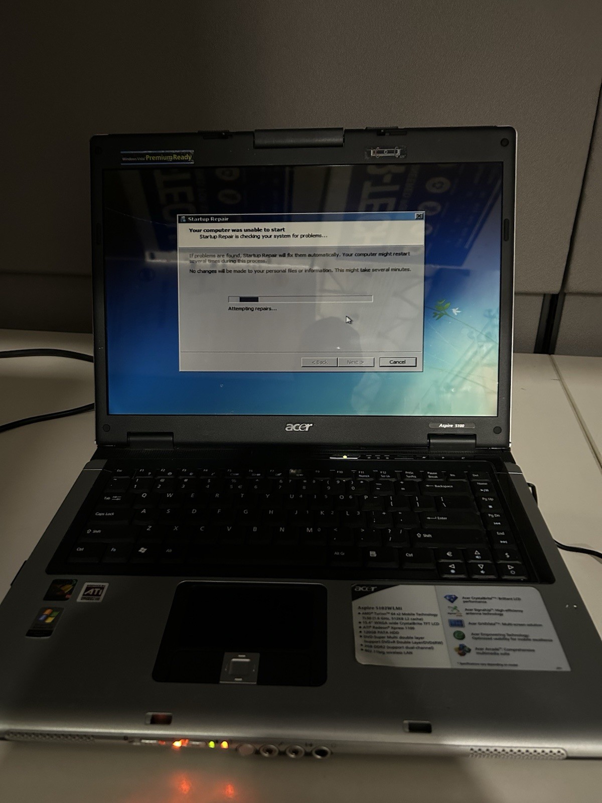 15.4″ Acer Aspire 5100 (Turion 64/1.6 GHz/1 GB RAM