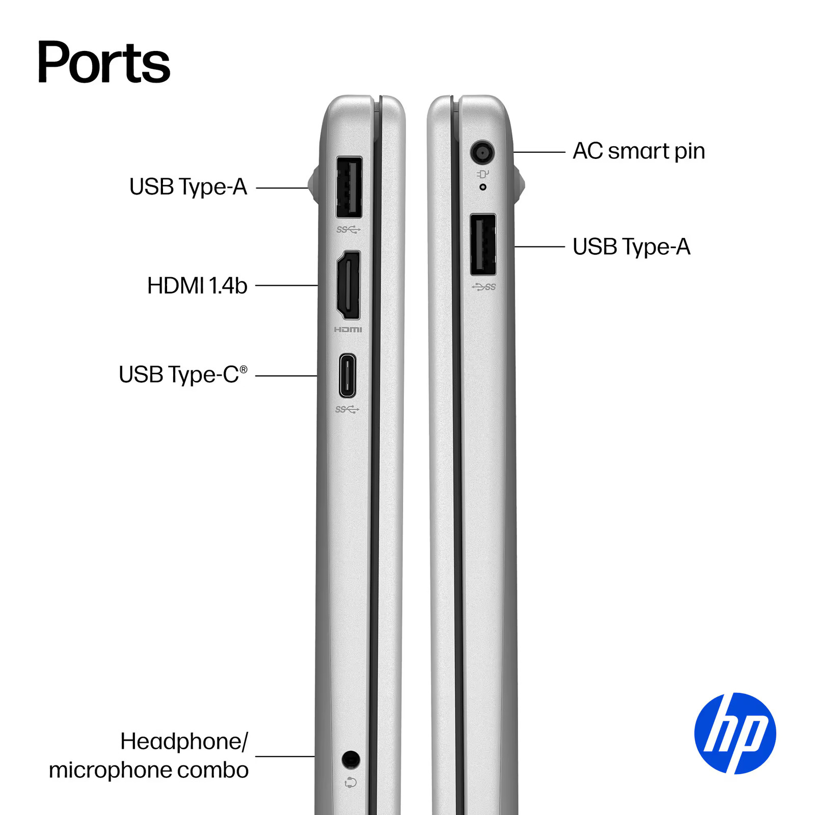 HP 15.6″ Laptop Intel N100 4GB Memory 128GB UFS Natural Silver 15-fd0001dx W11S