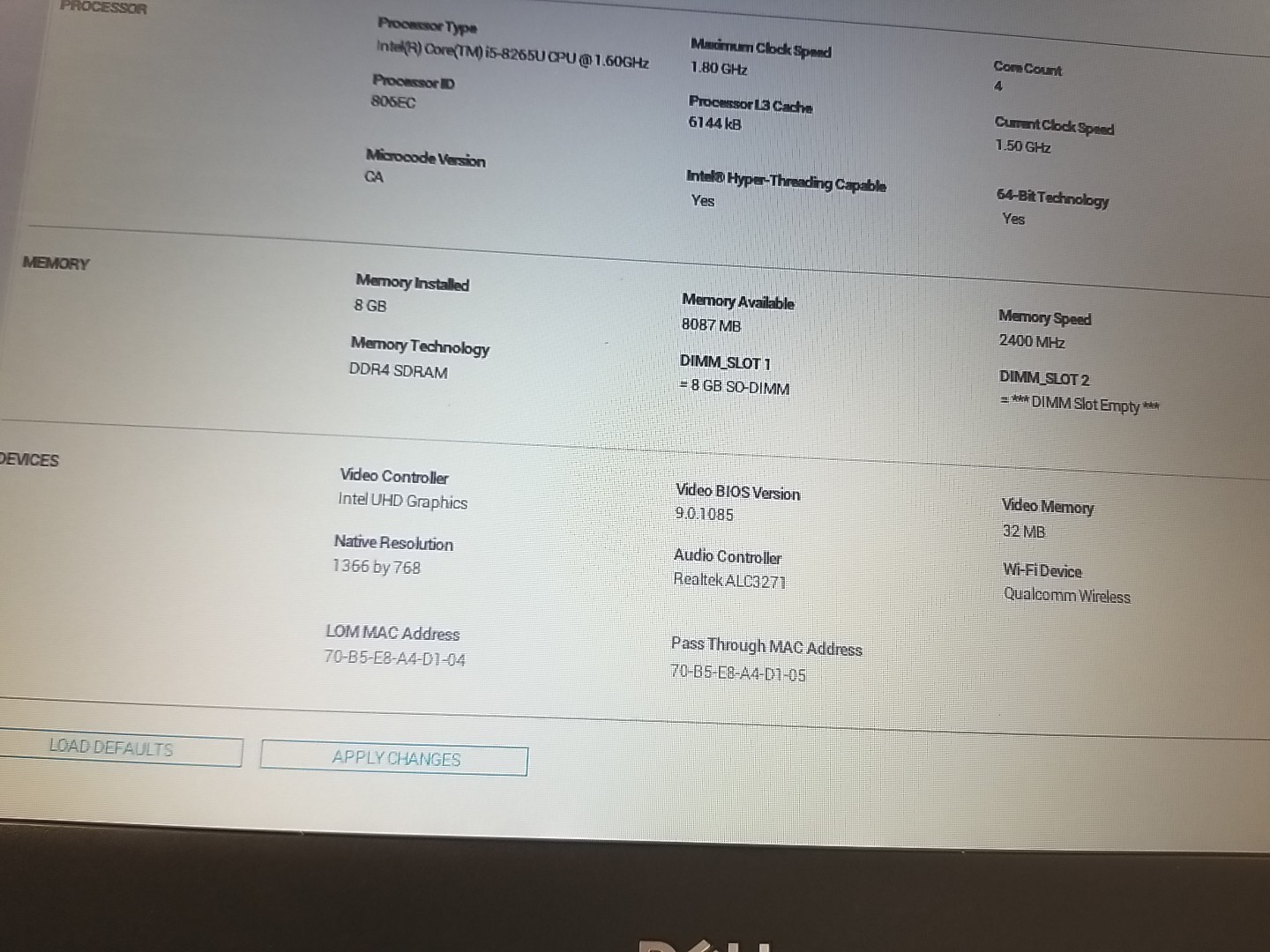 Dell Latitude 3400 14″ (i5-8265U 1.80GHZ, 8GB RAM – 256GB SSD