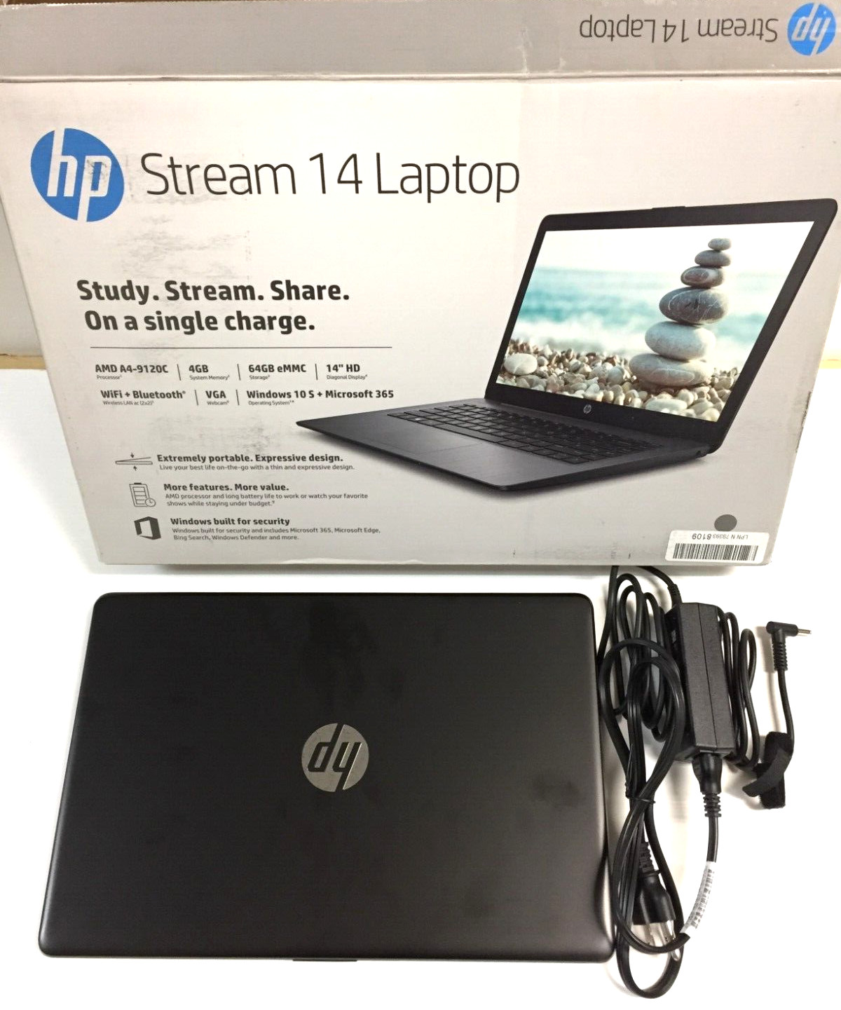 HP Stream 14-ds0013dx Laptop 14″/AMD A4-9120E APU/4GB RAM/64GB eMMC/Win10s