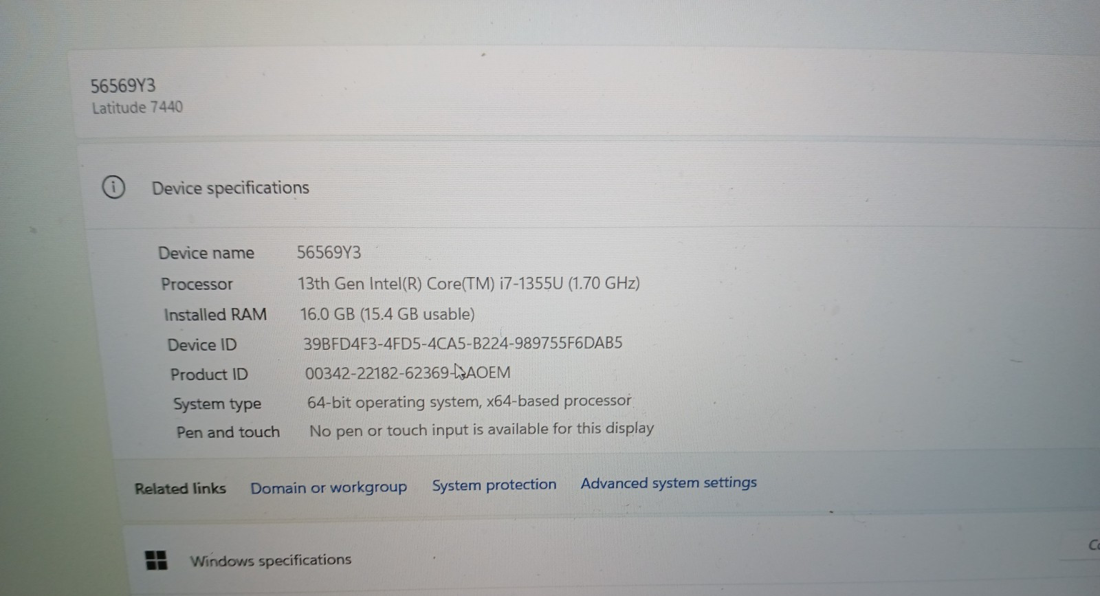 Dell Laptop 7440 Latitude Ultrabook FHD 16gb 240 SSD I7 14″ C260328