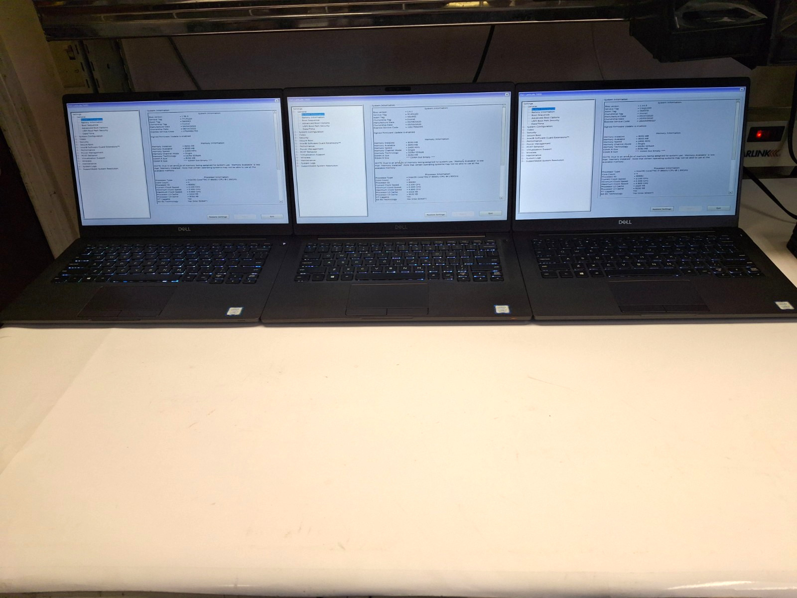Lot of 5 Dell Latitude 7400 i7-8665U 8GB RAM Wifi Bluetooth WC No Drive No AC