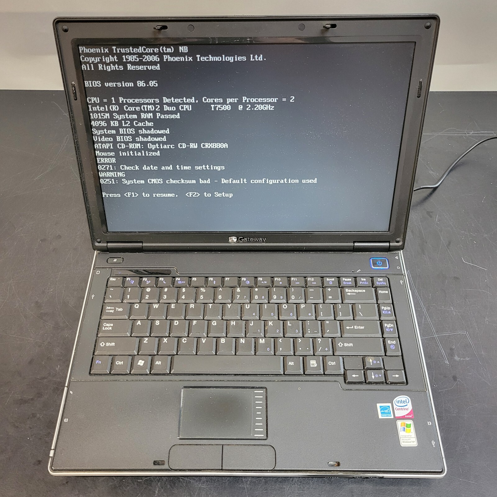 Gateway E-265M 14.1″ Intel Core 2 Duo T7500 2200 MHz 1 GB RAM 0 GB HDD