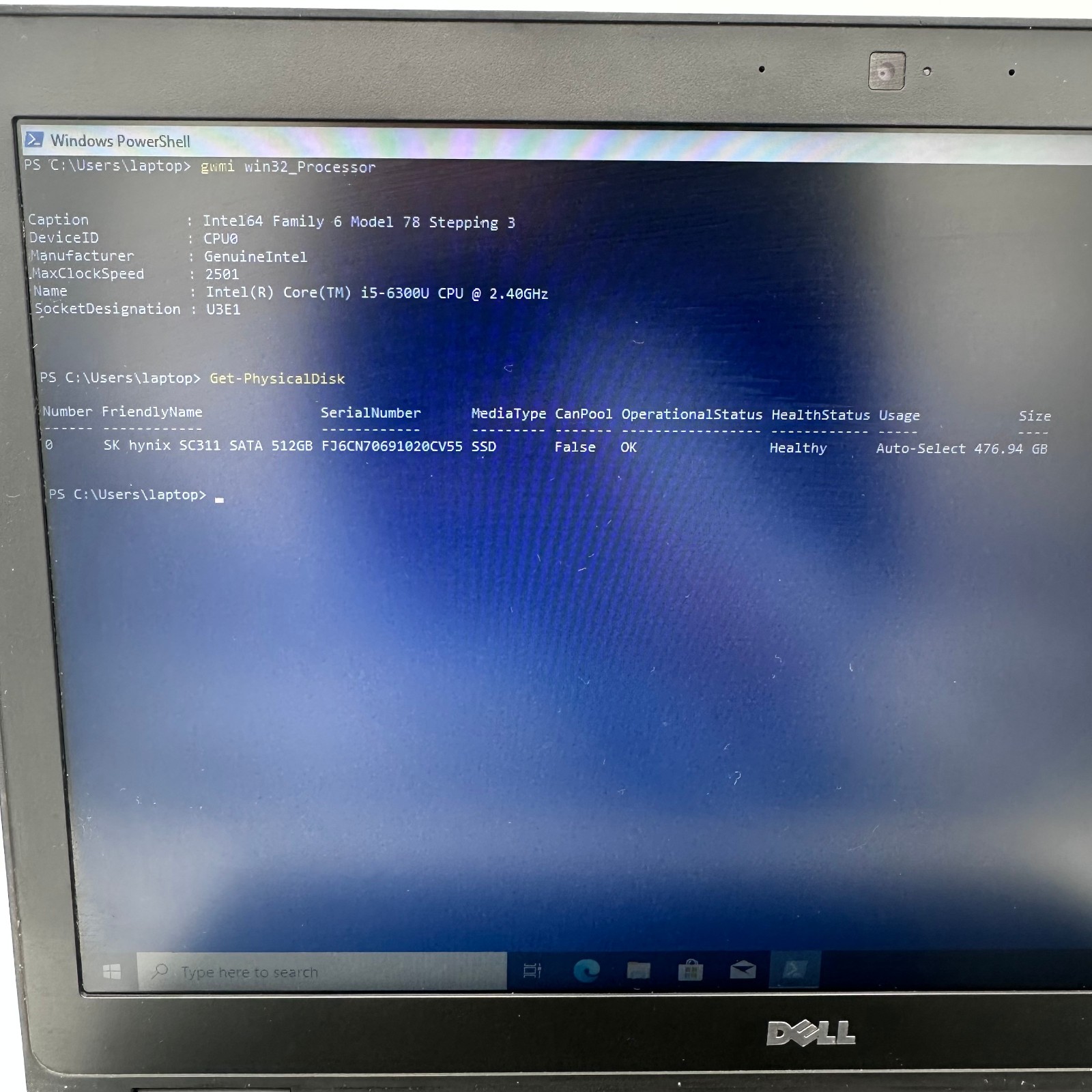 Dell Latitude E5570 512 GB SSD 8 GB RAM Win 10 Pro Intel Core i5-6300U 2.40GHz
