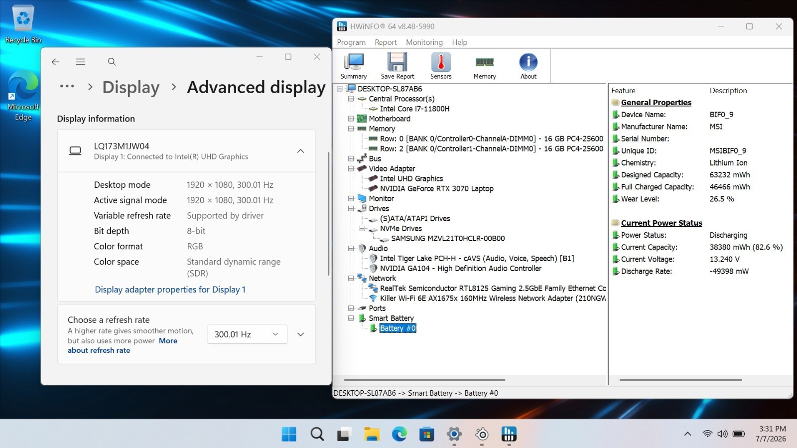17″ MSI GP76 Leopard | i7 11th 32GB RAM 1TB SSD | FHD@300Hz RTX 3070 Backlit