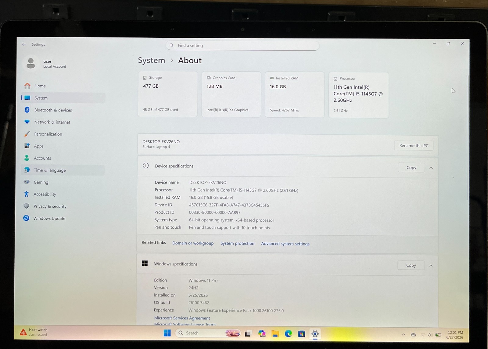 Microsoft Surface Laptop 4 Core i5-1145G7 16GB RAM 512GB SSD WIN 11