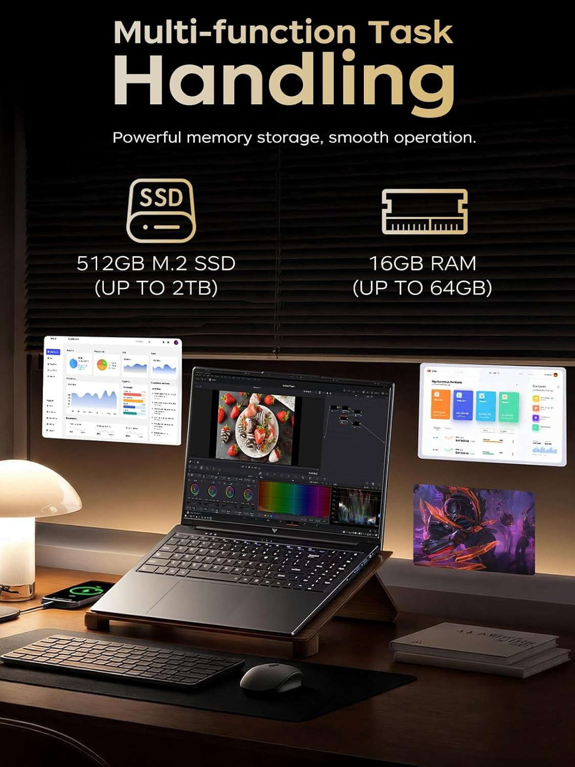 Gaming Laptop, Laptop with AMD Ryzen 3 4300U(Up to 3.7Ghz), 16GB DDR4 512GB SSD