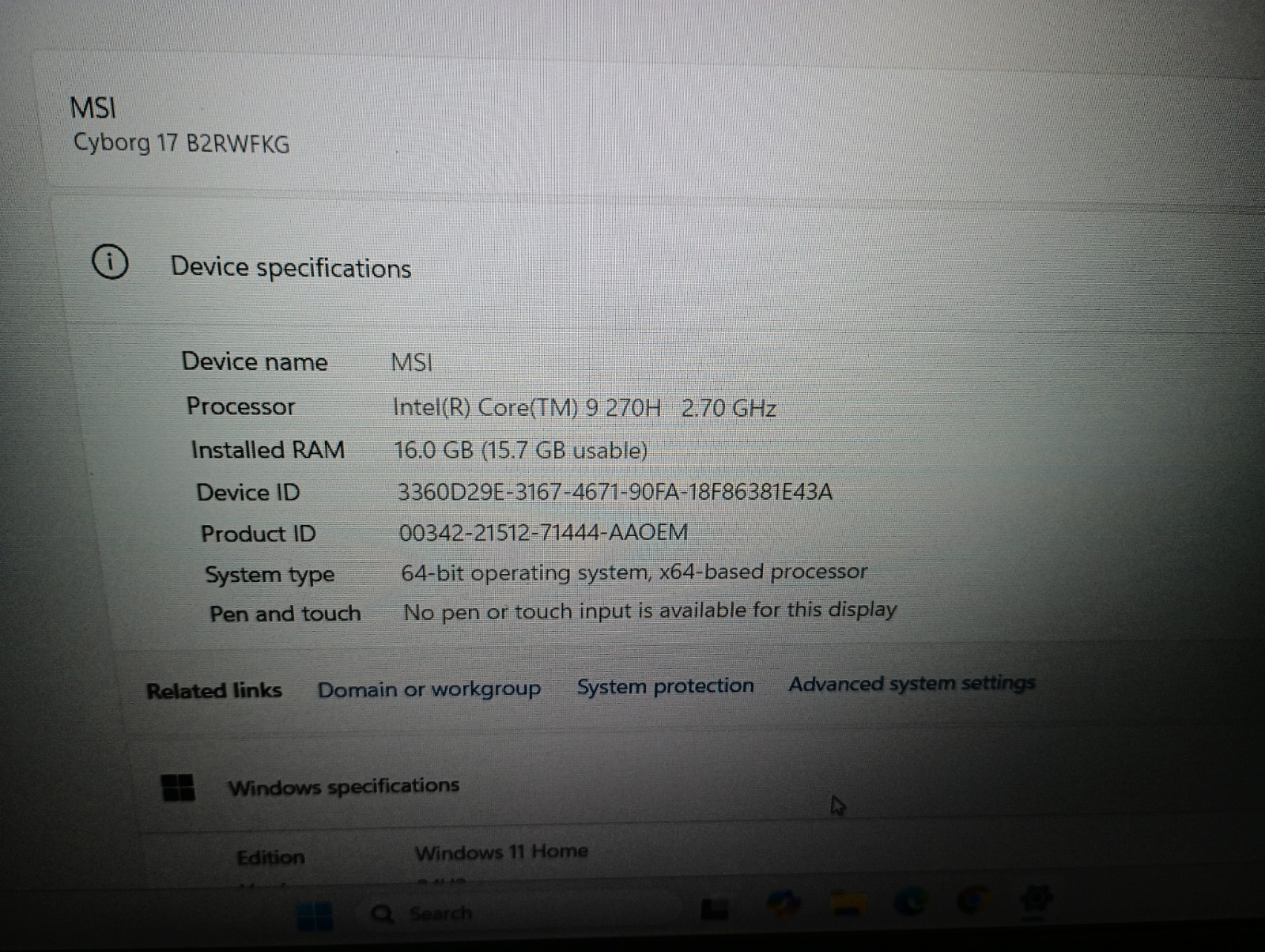 MSI CYBORG 17 17.3″ GEFORCE RTX 5060 16GB LAPTOP GPU INTEL CORE 9 270H 1TB SSD