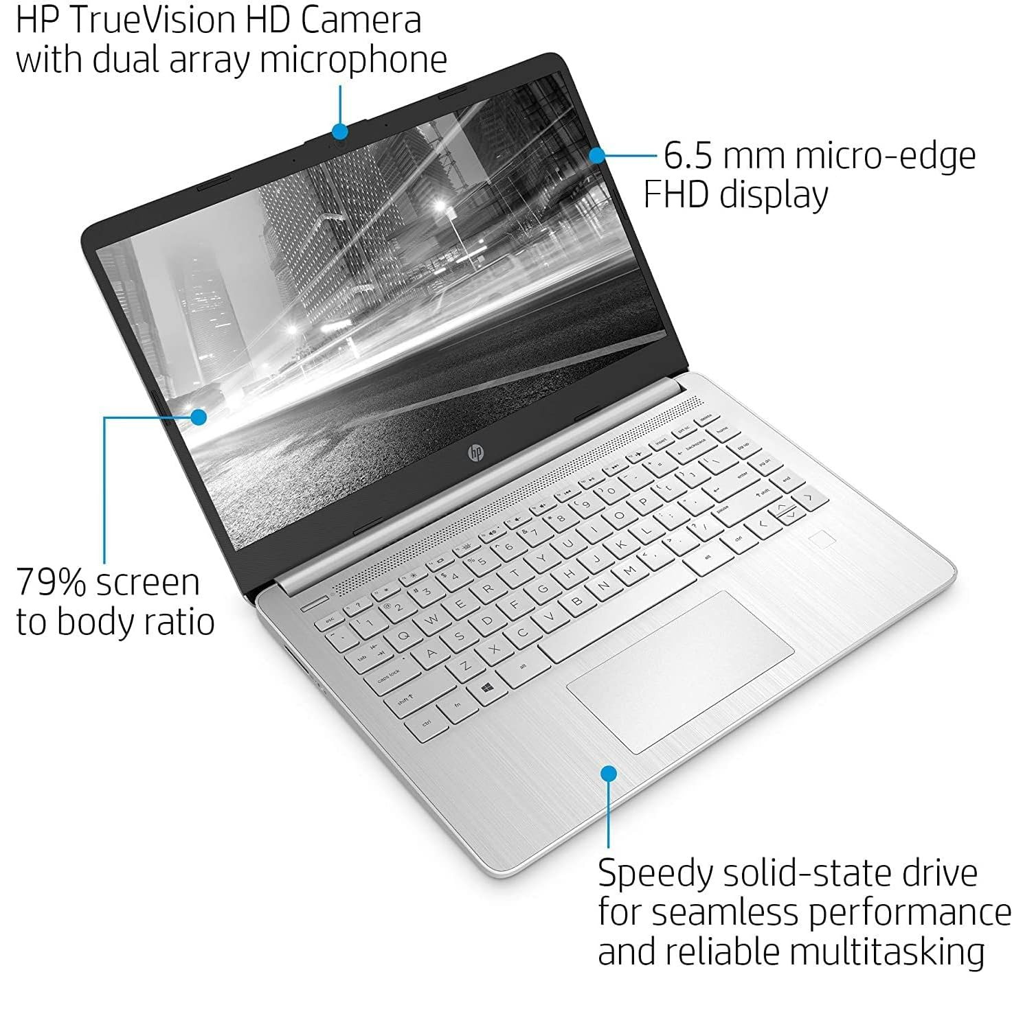 HP Laptop Notebook 14″ Intel i3 Up to 3.4 GHz, 12GB RAM 256GB SSD Office Backlit