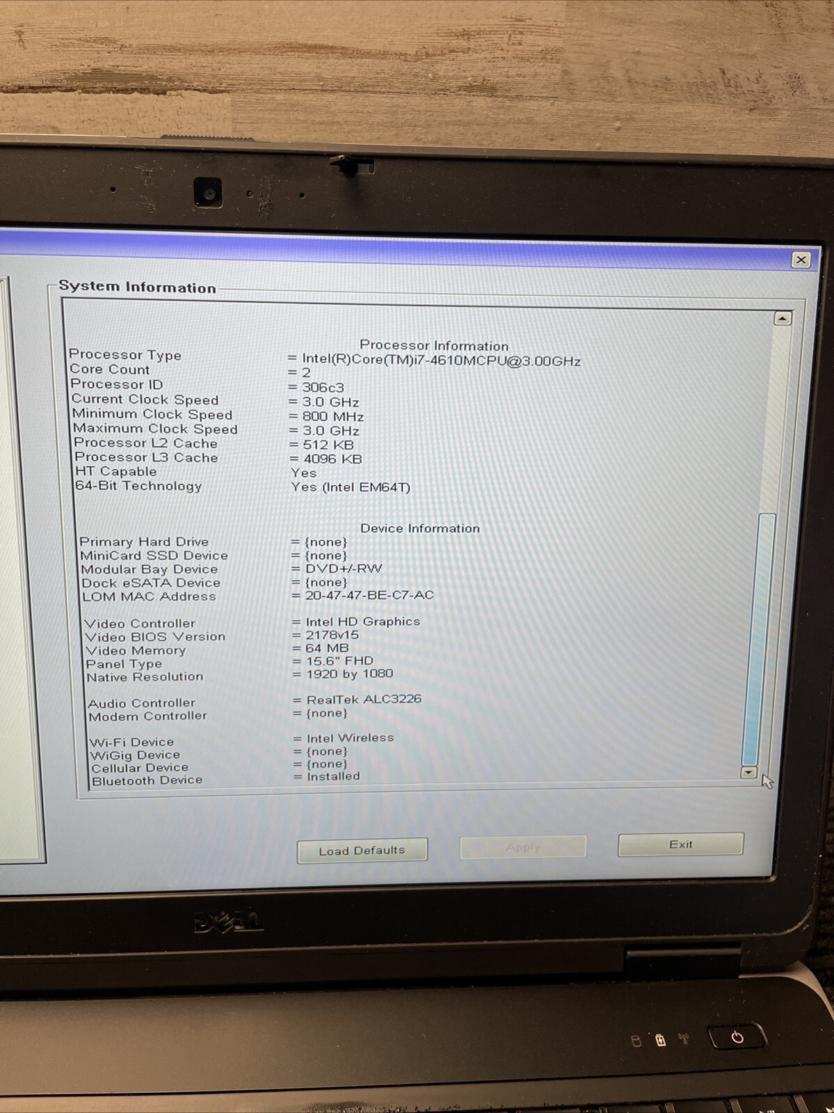 *PARTS* READ Dell Latitude E6540 15.6″ Core i7-4610M 3.00GHz 8GB No HDD/OS/BATT