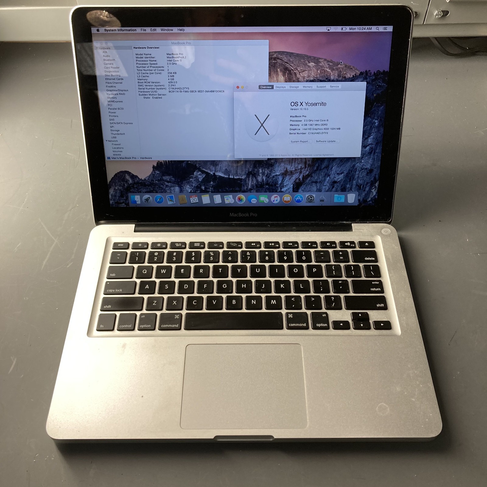 Apple MacBook Pro 13″ i5 2.5GHz 4GB RAM 256GB SSD Mac OS Yosemite A1278