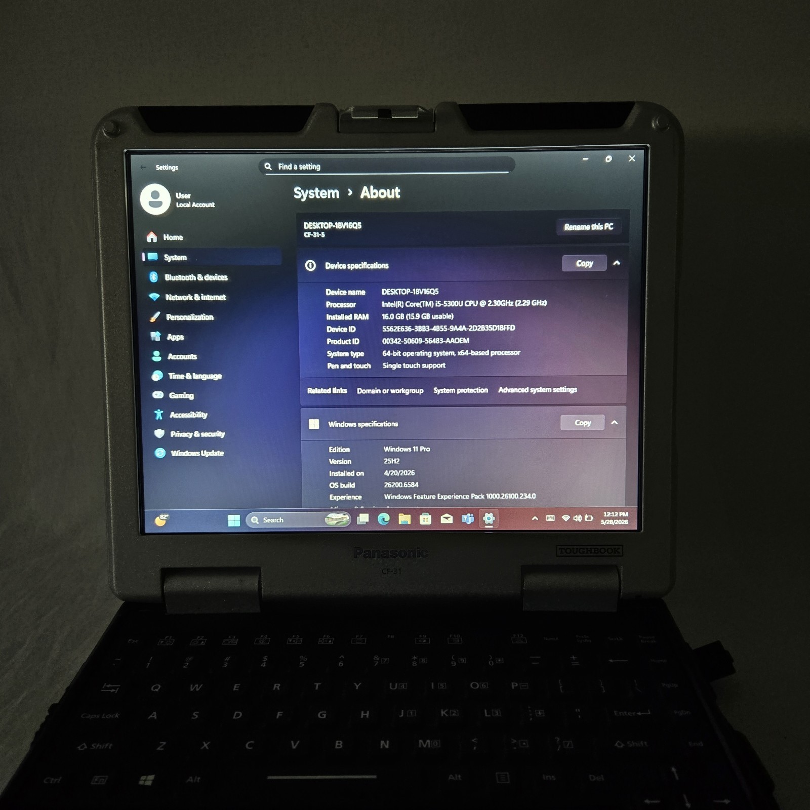 Panasonic Toughbook CF-31 MK5 i5-5300U 2.3GHz 512GB SSD 16GB Ram W11 — Grade B+