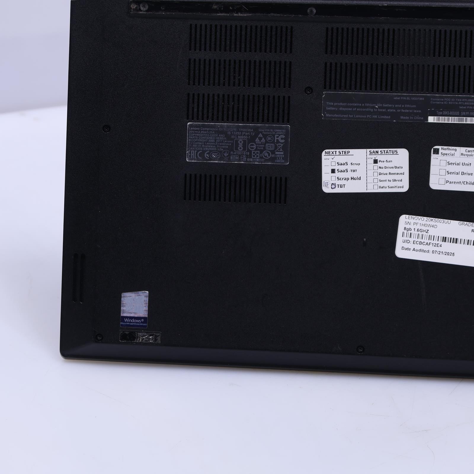 Lenovo Thinkpad E580 Intel Core i5 8th Gen 8GB RAM No Drive/OS/Battery Laptop