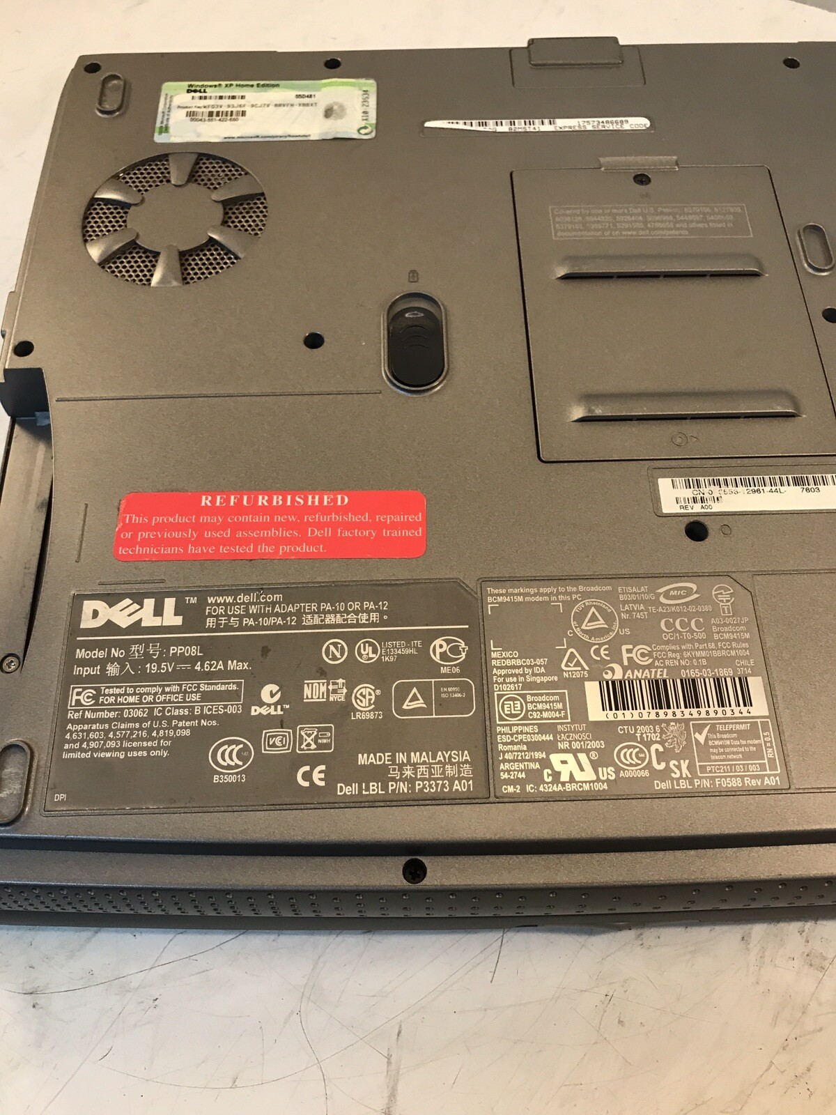 Dell Inspiron 1150 Laptop PP08L 1GB Ram No HDD Boots BIOS Bad screen