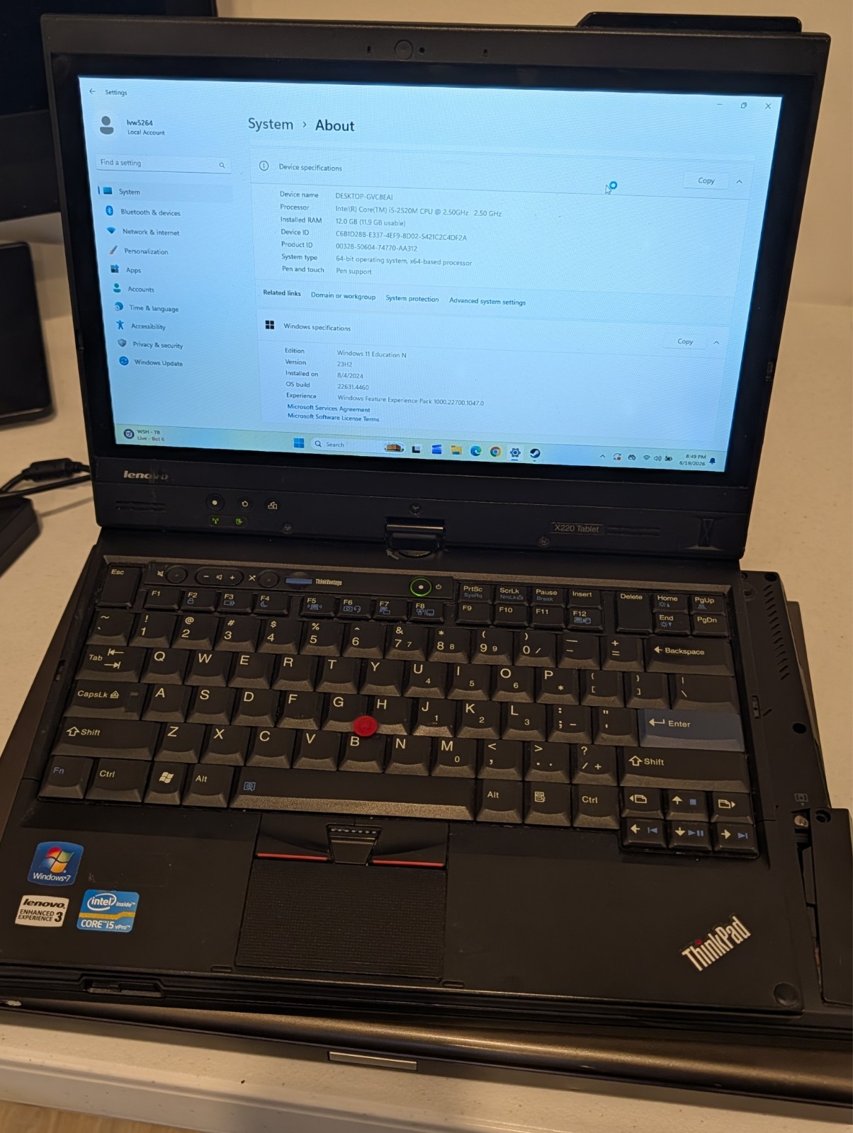 Lenovo ThinkPad X220 Tablet | i5 12GB RAM 240GB SSD WIN11
