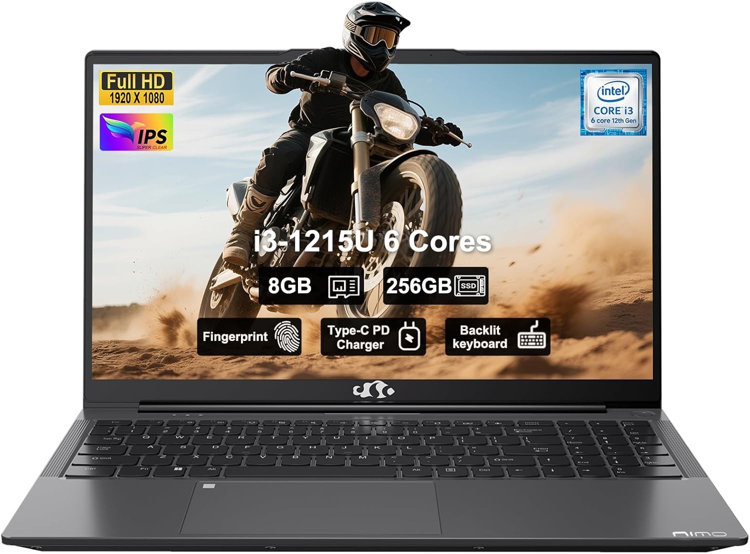 NIMO 15.6″ IPS FHD Student Laptop Intel 6 Cores I3-1215U 8GB RAM 256GB SSD Win11