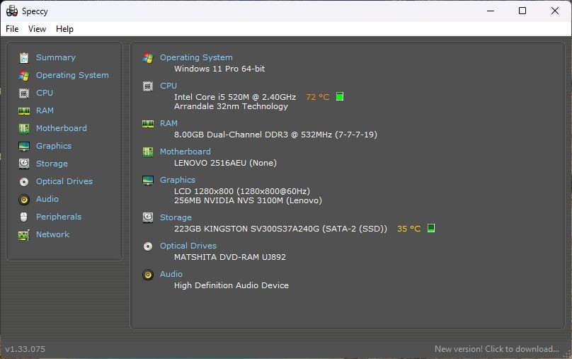 Lenovo ThinkPad T410 i5-520M NEW 240GB SSD 8GB RAM NVS 3100M 1280×800 Win11P A-