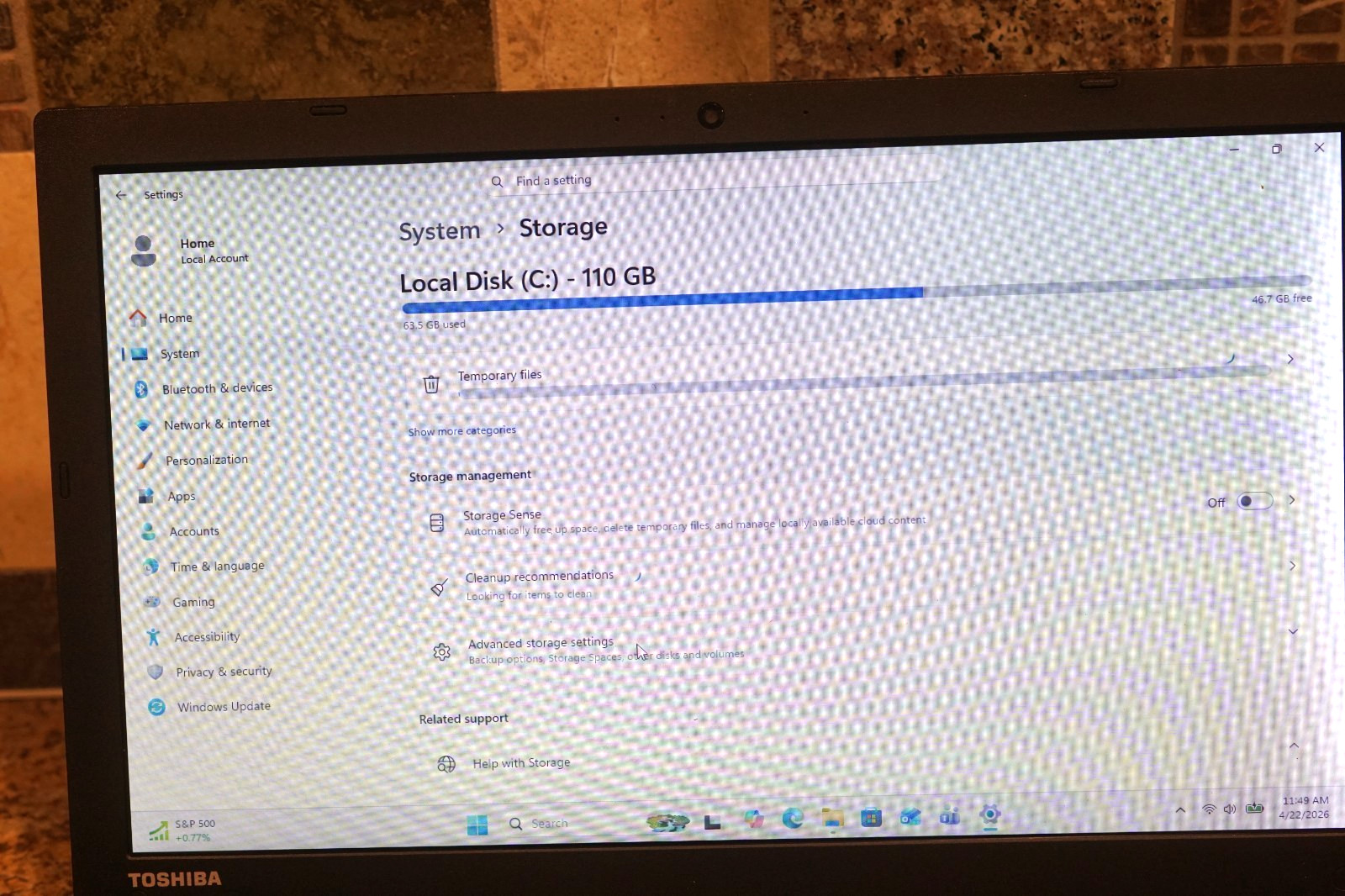 Active 25H2 WIN11 PRO Toshiba C55-C5270 i3-4005U @ 1.70GHz,8GB RAM,120GB SSD