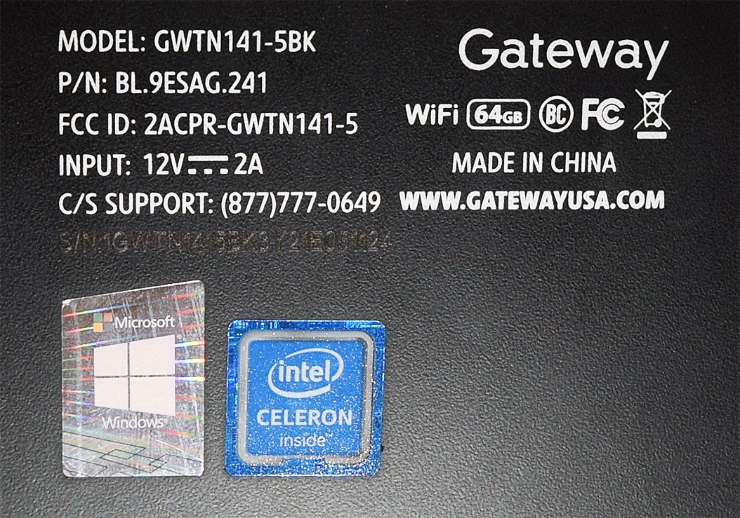 -GATEWAY- ULTRA SLIM NOTEBOOK Laptop Computer- INTEL CELERON/Windows 10/64gb/Box