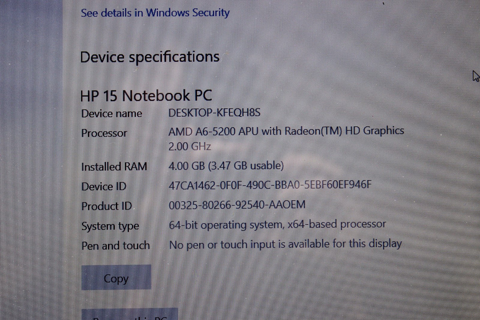 HP Pavilion 15 Notebook PC 15 AMD A6-5200 APU w/ Radeon (TM) HD GRAPHICS
