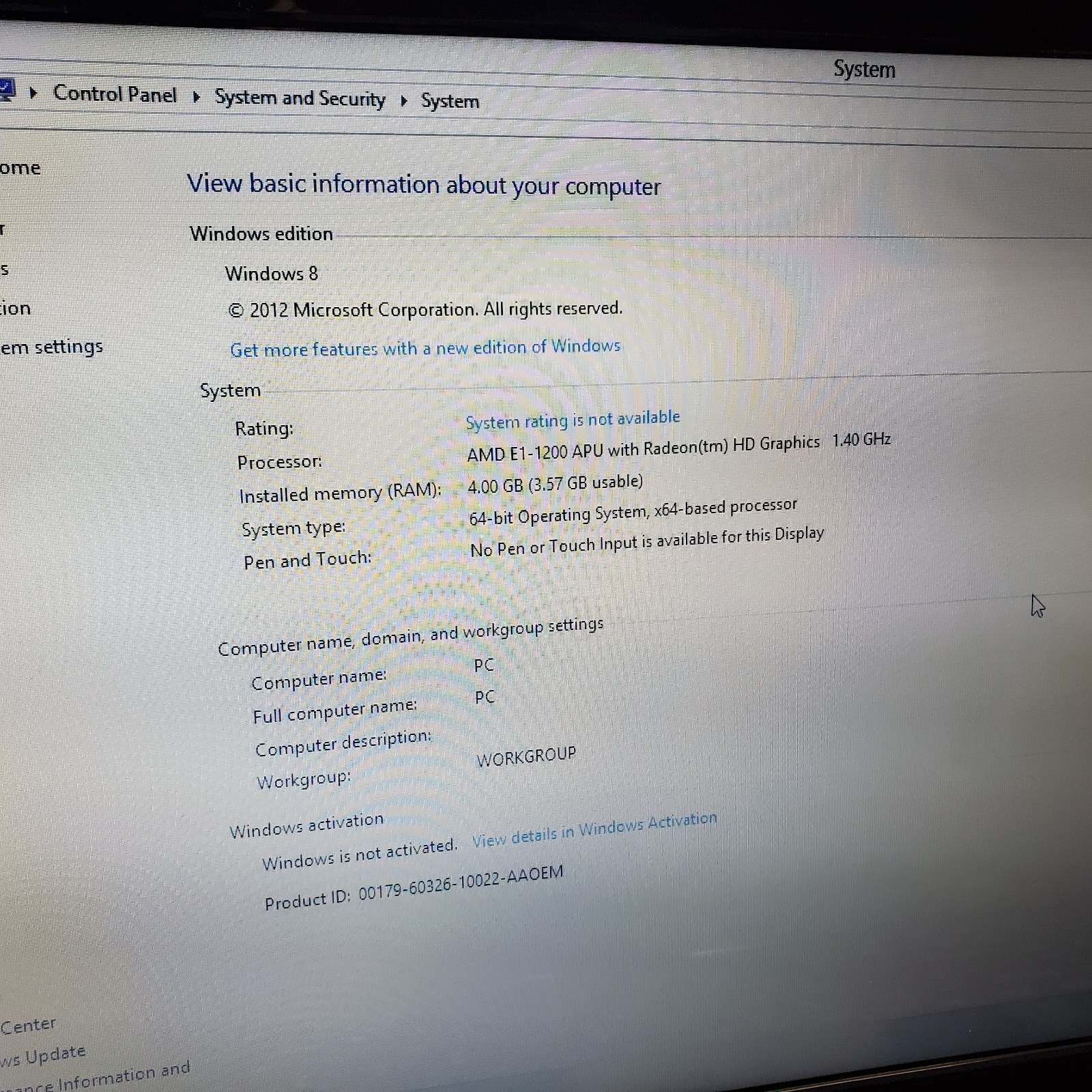 Lenovo G585 15.6″ Laptop AMD E1 4GB RAM 250GB HDD PSU Mouse Box Parts Repair