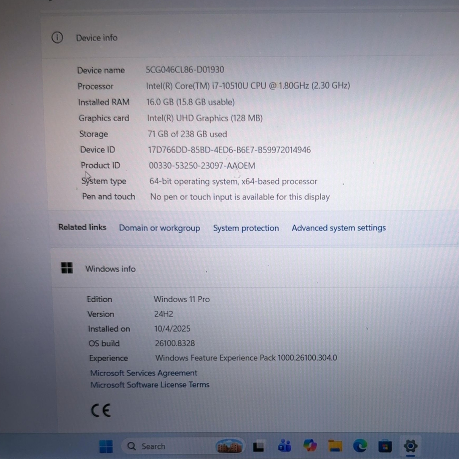 HP EliteBook 850 G7 15.6″ i7-10510U 16GB RAM 238GB SSD Windows 11 Pro