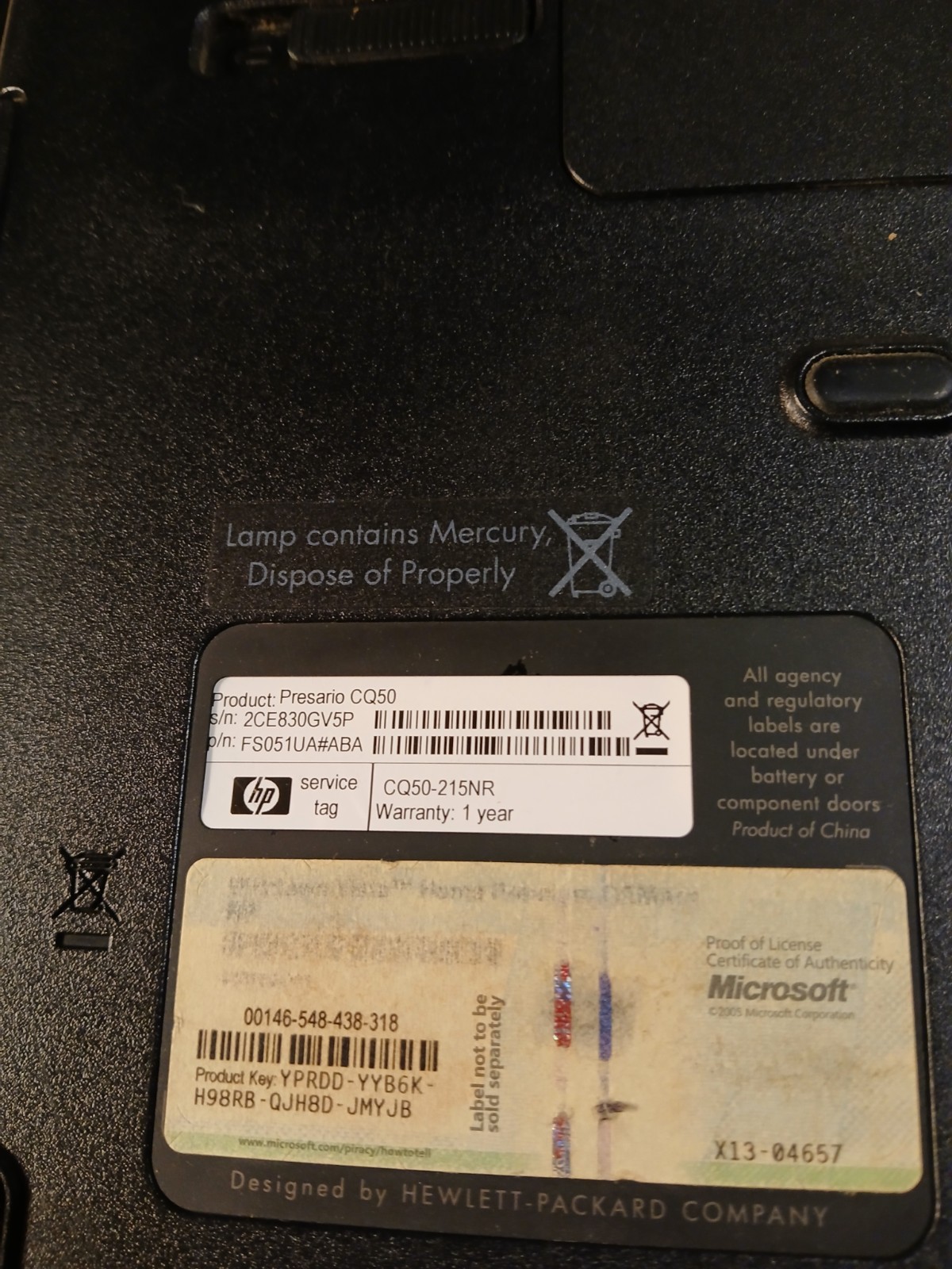 Compaq Presario CQ50 Laptop, AMD ATHELON-X2, WINDOWS VISTA, DOM SHIPPING INC