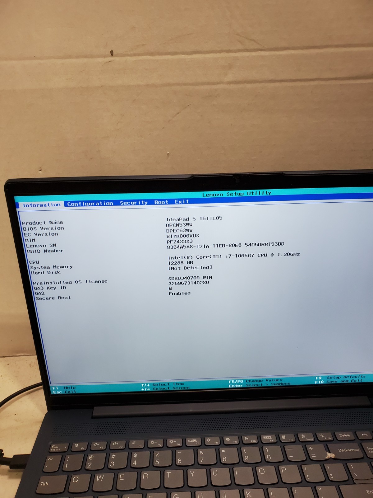 LENOVO IDEAPAD 5 15IIL05 Core I7-1065G7 16GB RAM No SSD/OS! #69