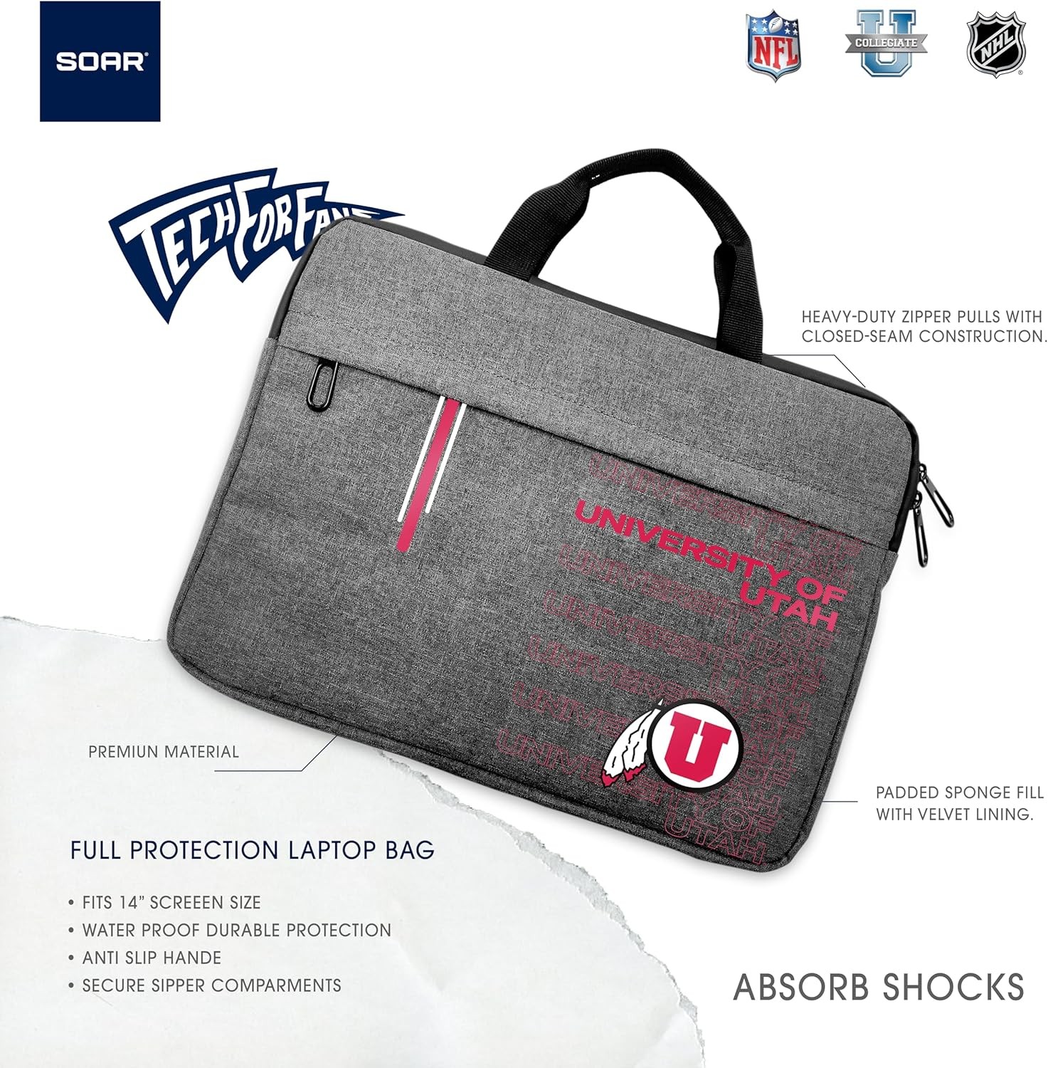 NCAA Unisex 13 Inch Laptop Sleeve for Protection and Style