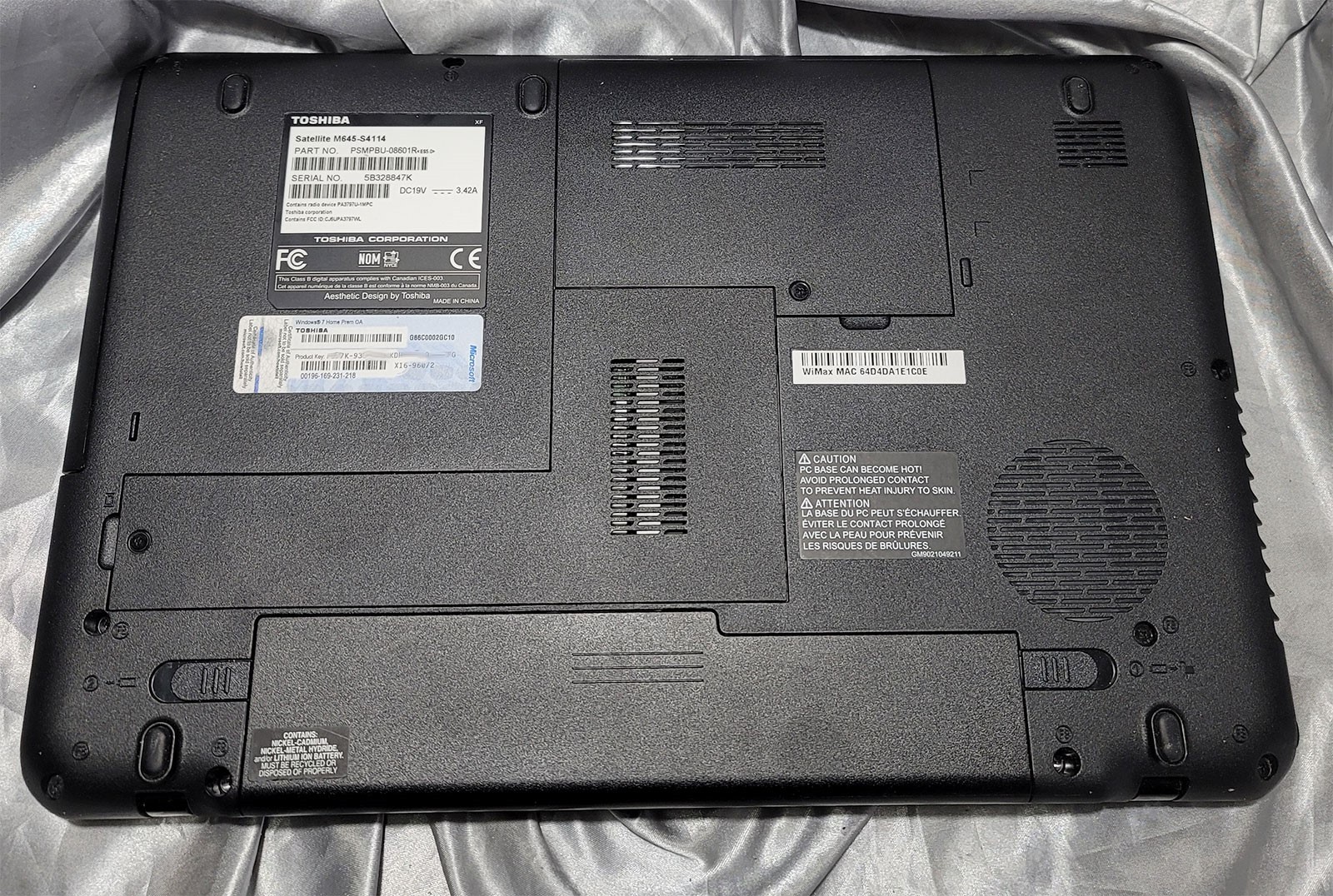 TOSHIBA SATELLITE M645-S4114 LAPTOP NOTEBOOK 650gb 4gb Intel M 480 2.67GHz i5