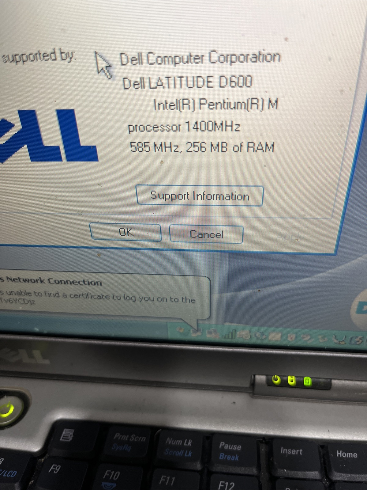 Dell Computer Corporation Dell LATITUDE D600 Intel(R) Pentium(R) M processor 140