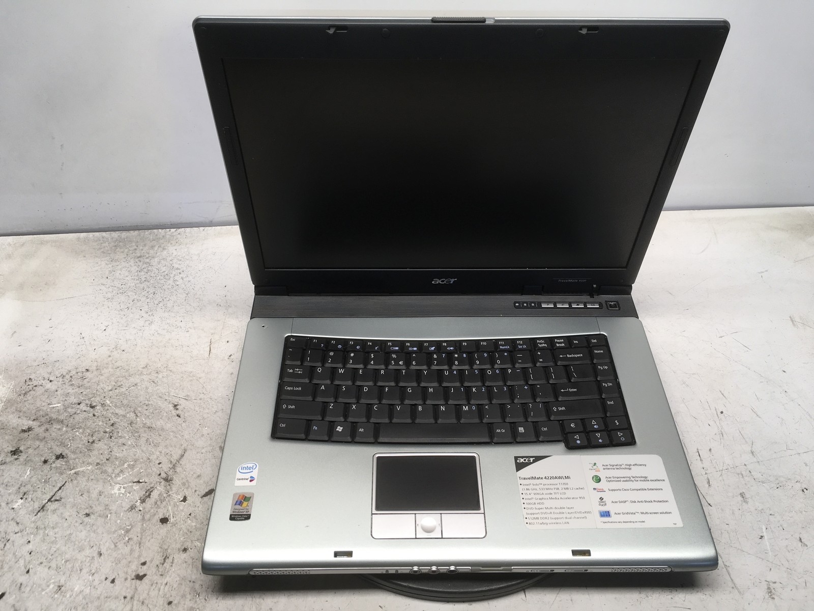 Acer TravelMate 4220AWLMi Genuine Intel T1350 1.86GHz 1 GB NO HDD No Batt