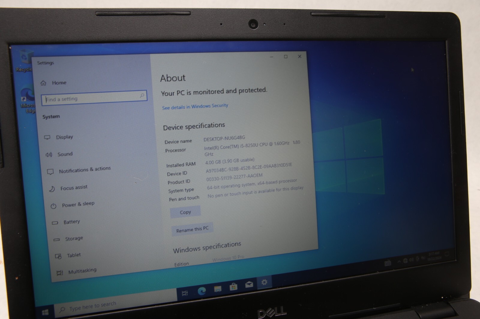 Dell Latitude 3490 14″ Laptop 240GB SSD 4GB RAM i5-8250u 1.60GHz Win10 READ E61