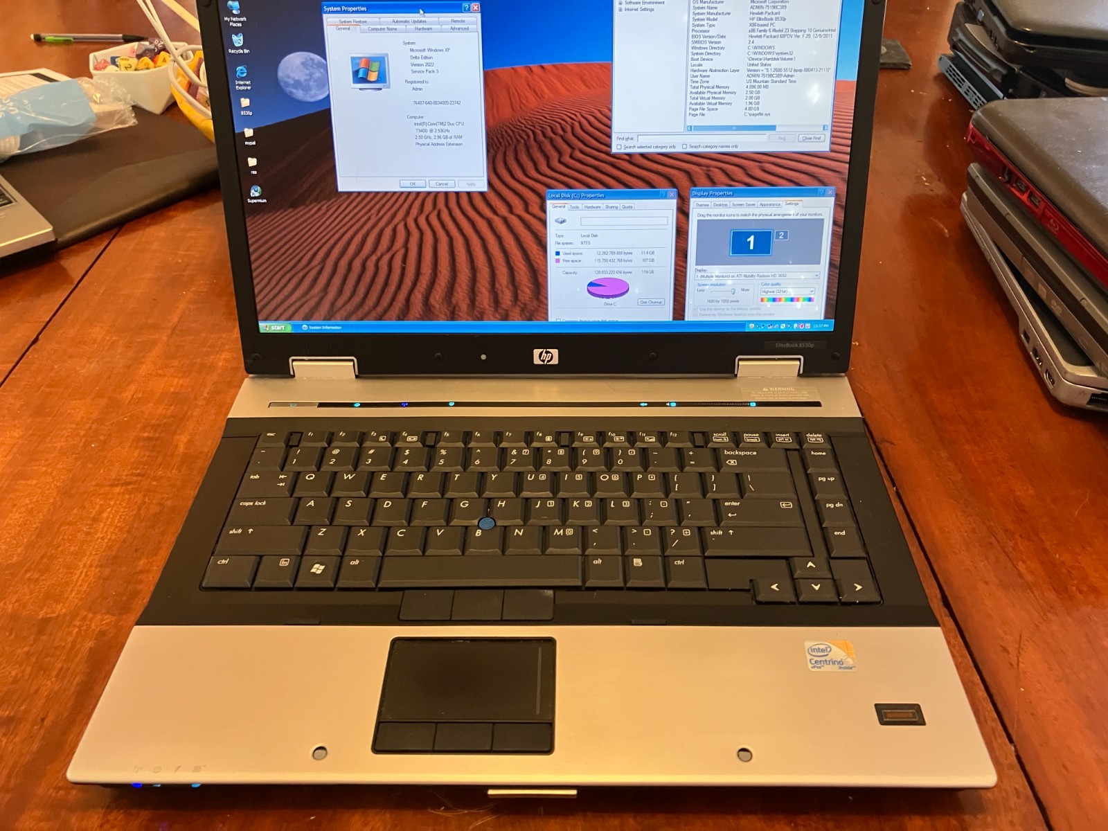 HP Elitebook 6530b 15″ Vintage Laptop Core Duo 2.4Ghz 4GB RAM 120GB SSD Win XP