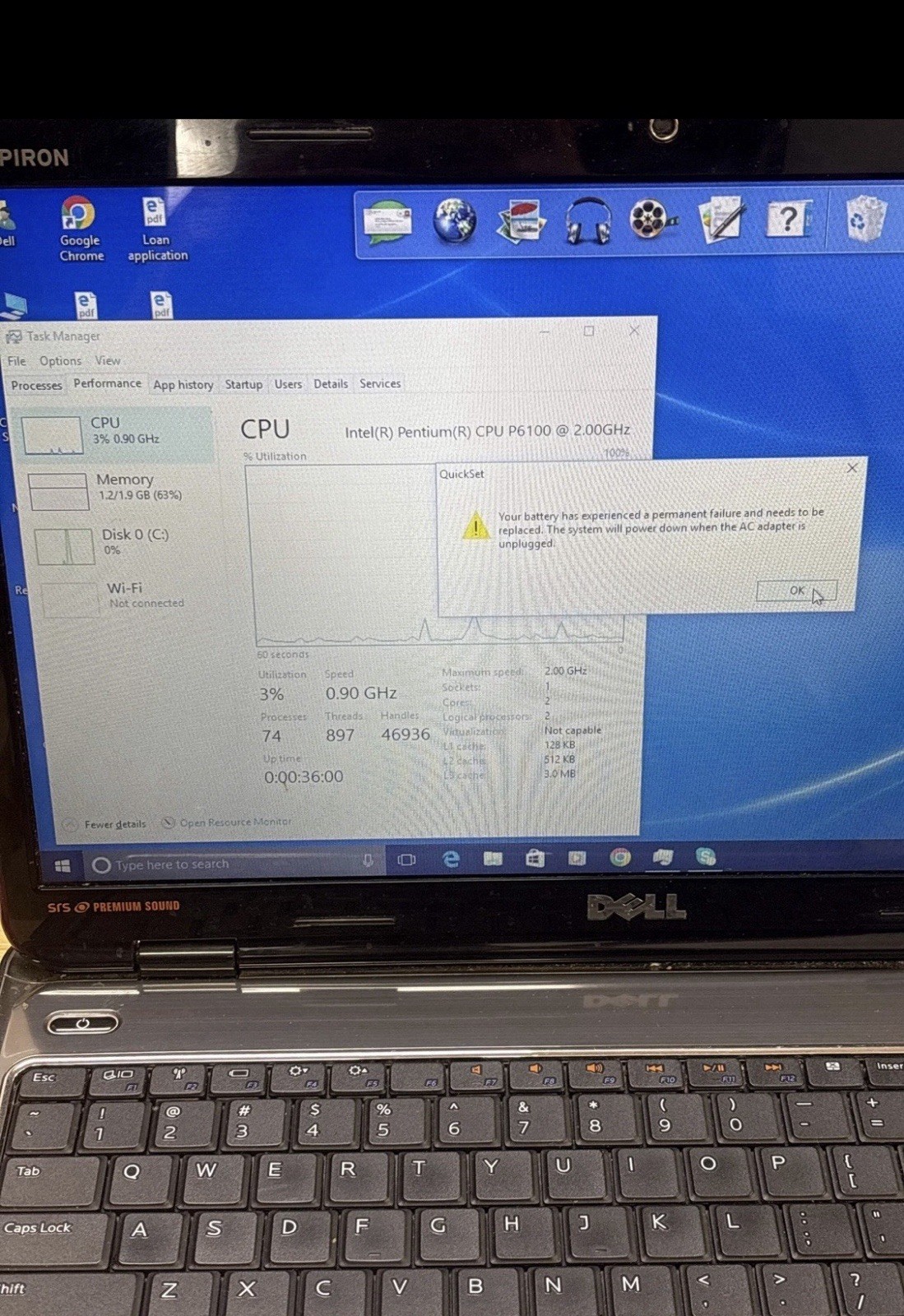 Dell Inspiron N5010 15.6″ Pentium P6100 2GB Win10 HDD 250-499GB Charger