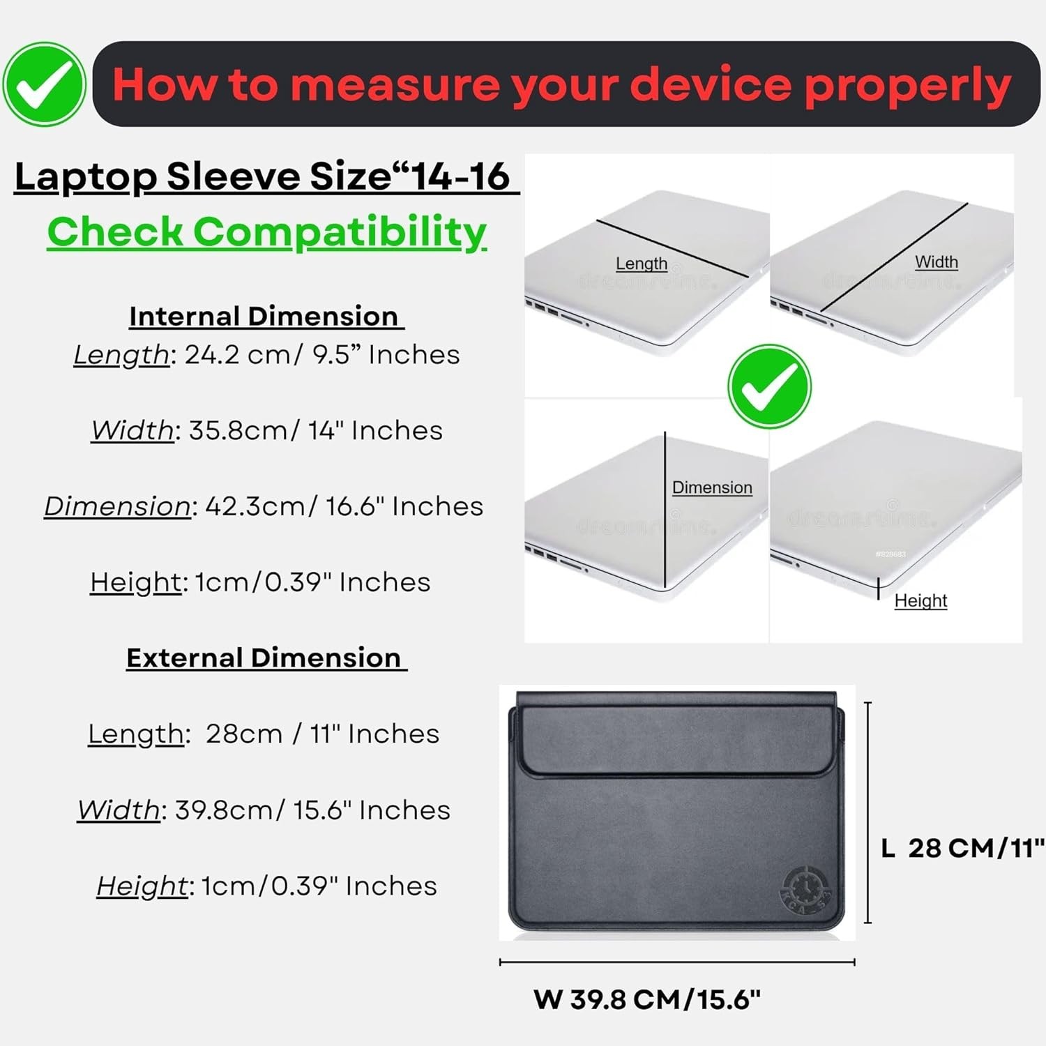 Silver 3-in-1 Laptop Sleeve 14-15.6 Inch ONLY, MacBook Air Pro 15 Surface Dell X