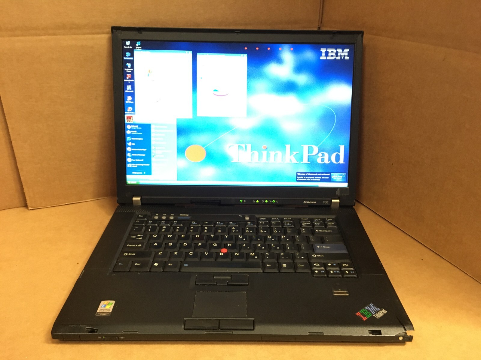 IBM ThinkPad T60 Laptop 15″ LCD 2.0GHz 80GB HDD 2GB RAM Windows XP TYPE: 8741